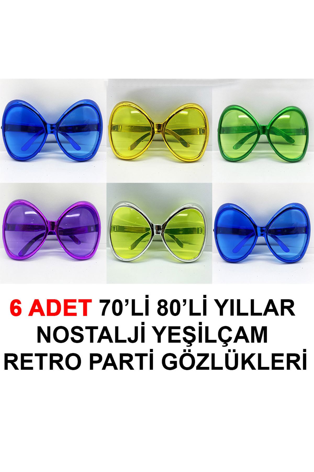 Yeşilçam Retro Parti Gözlükleri 6 Adet