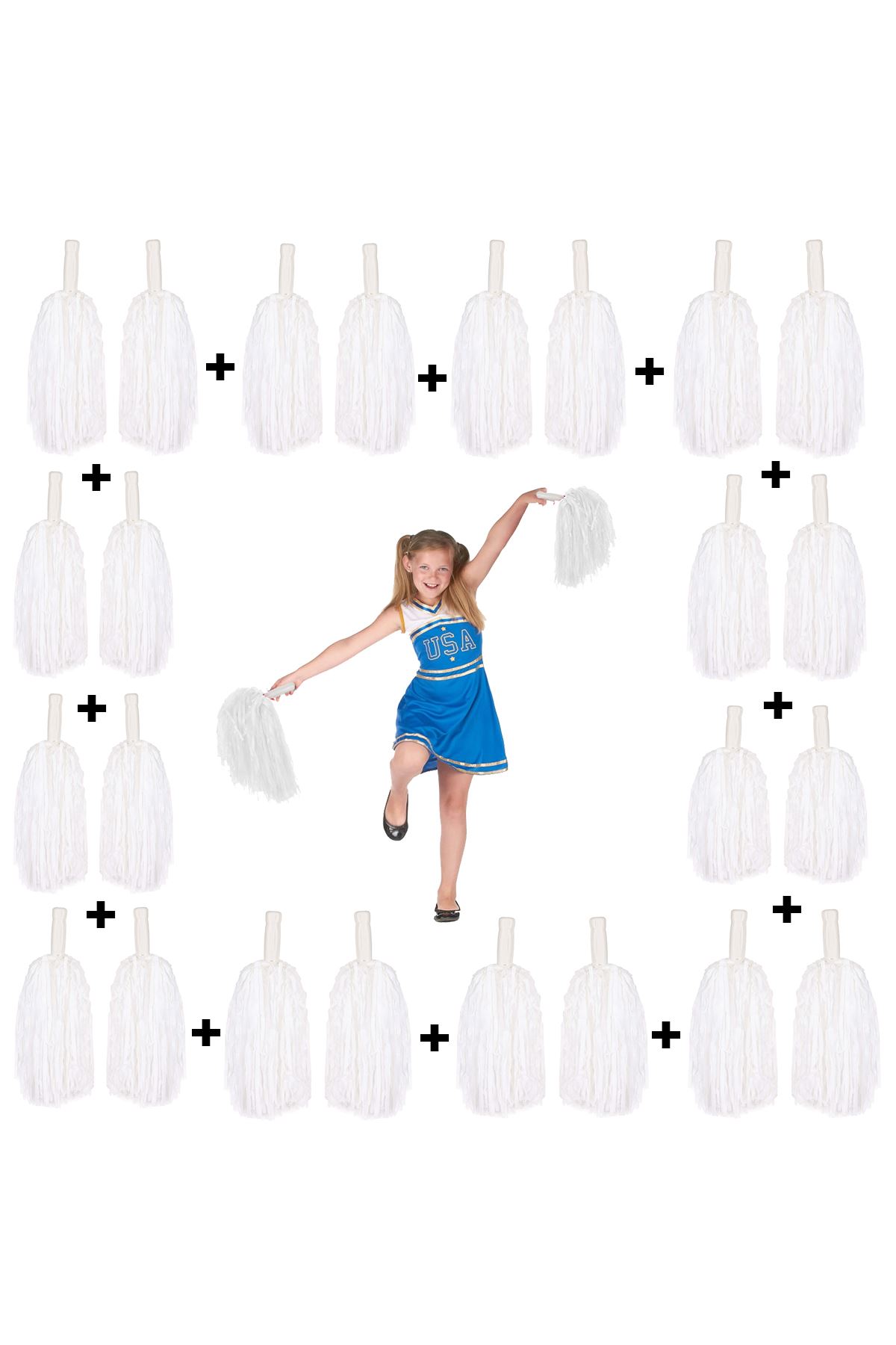 12 Çift Beyaz Gösteri Ponponu (24 Adet)