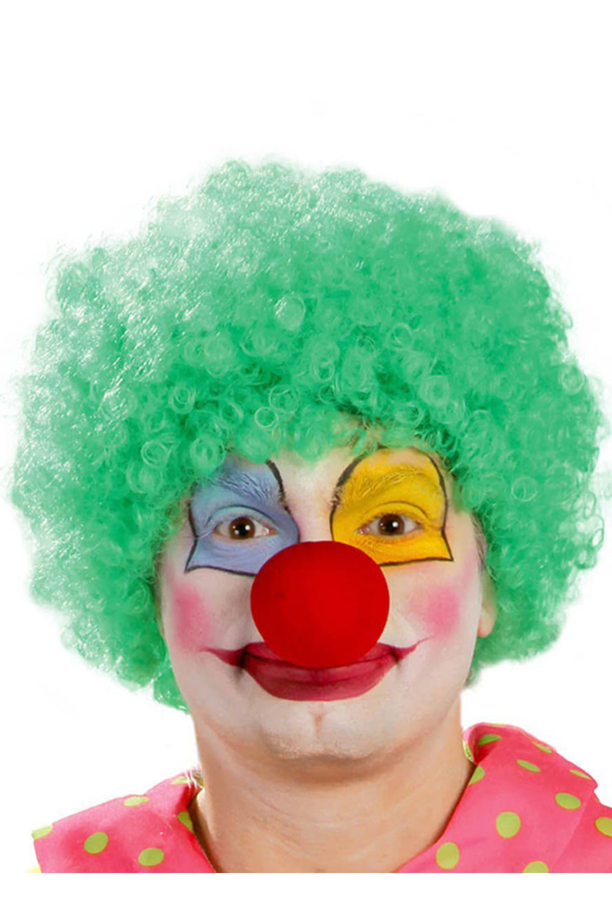 Yeşil Renk Kıvırcık Afro Palyaço Seti