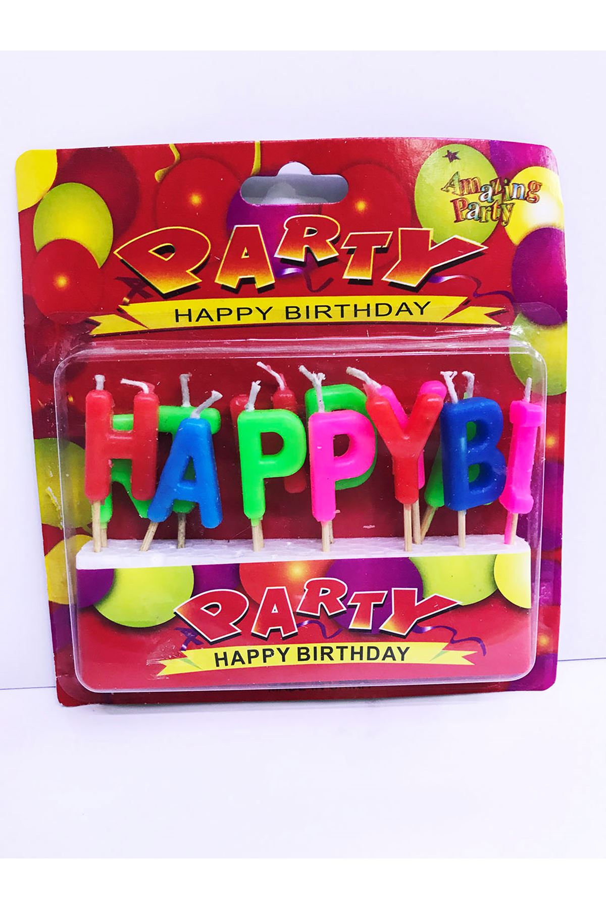 Renkli Happy Birthday Yazılı Mum