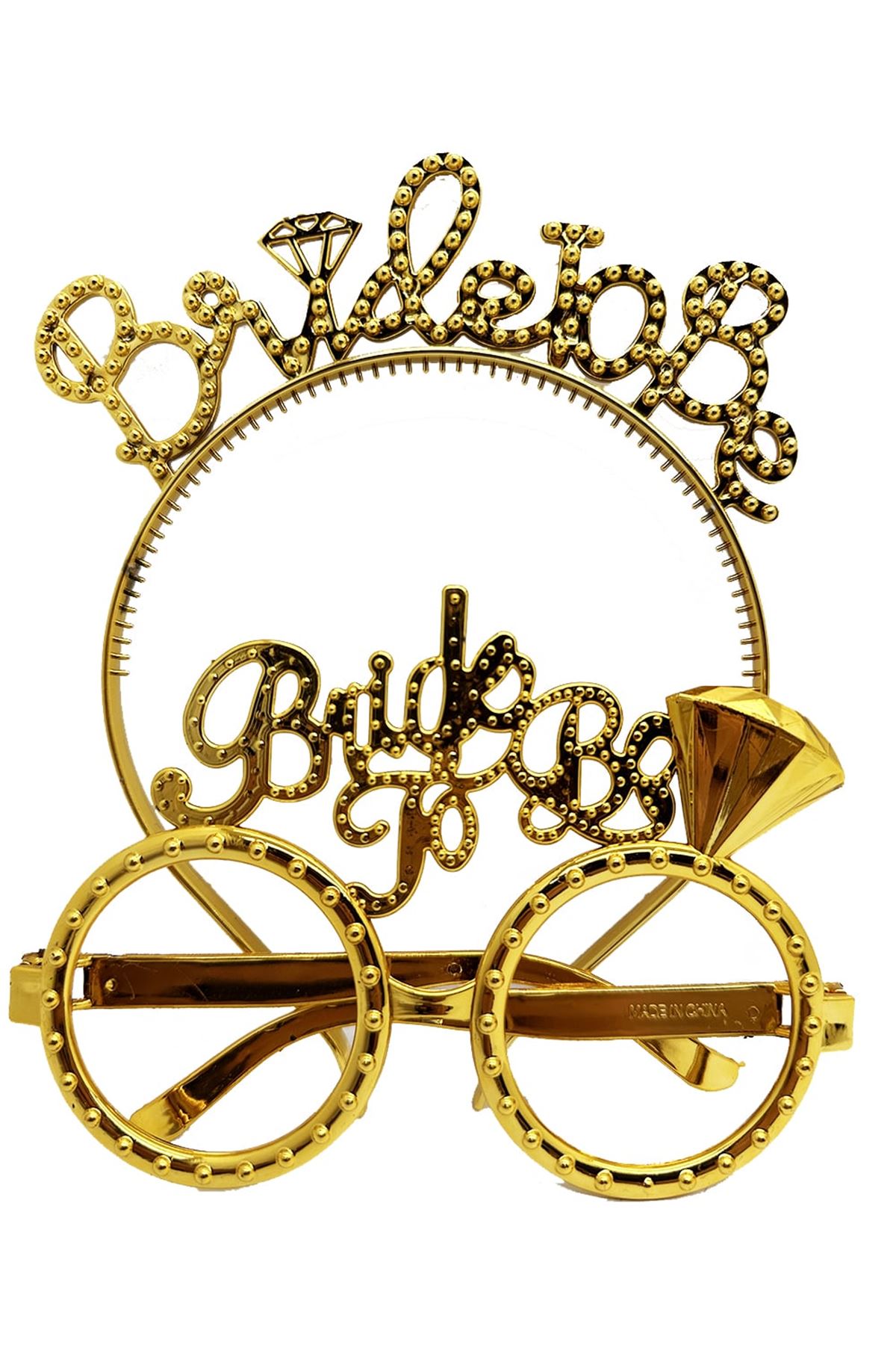 Bride To Be Taç ve Gözlük Seti - Altın Renk