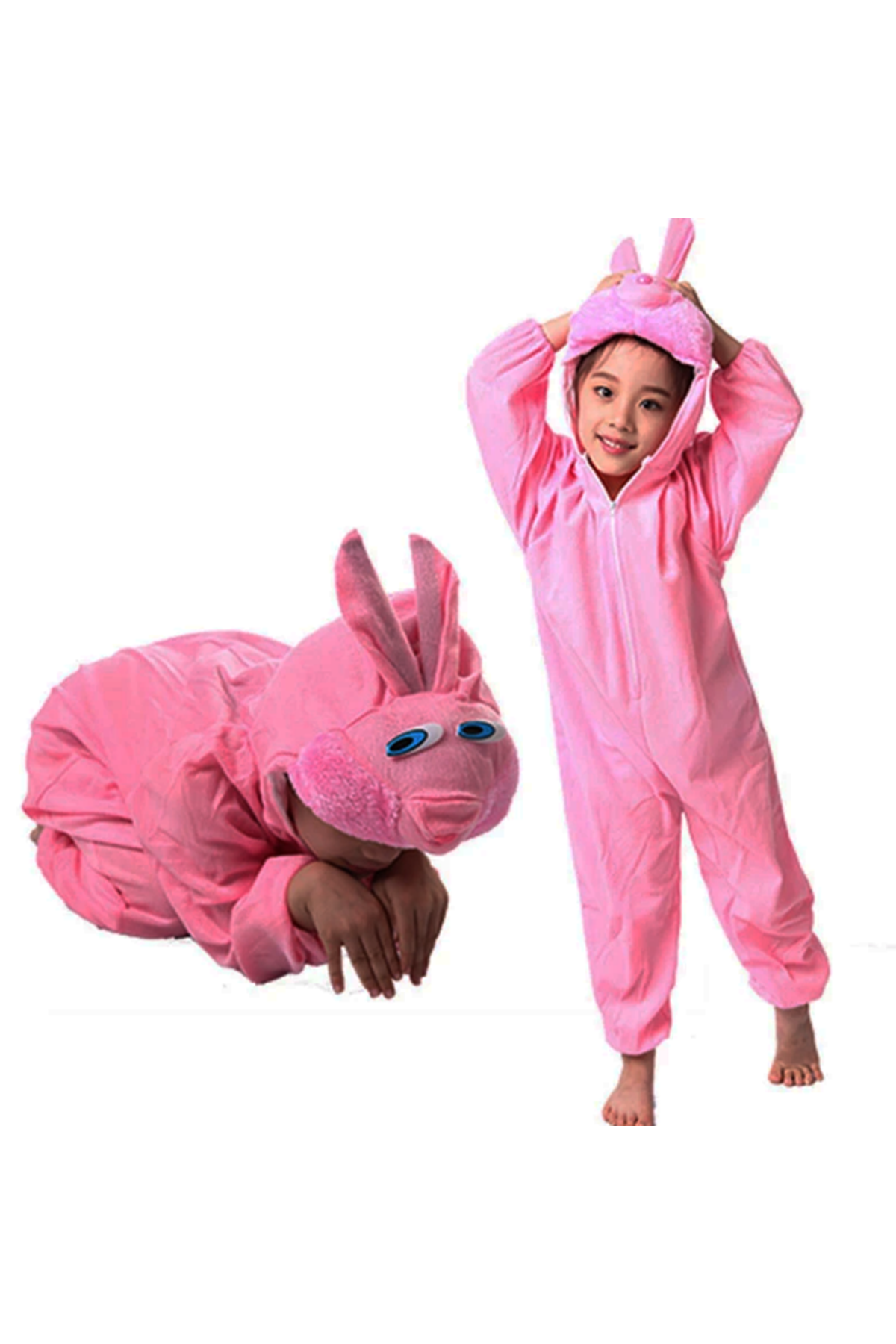 Çocuk Tavşan Kostümü Pembe Renk 2-3 Yaş