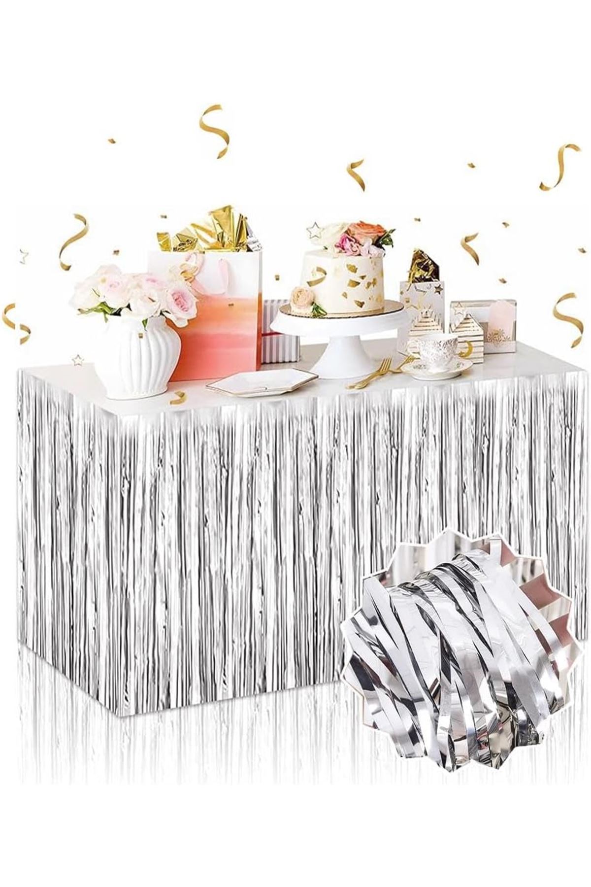Gümüş Metalize Masa Eteği