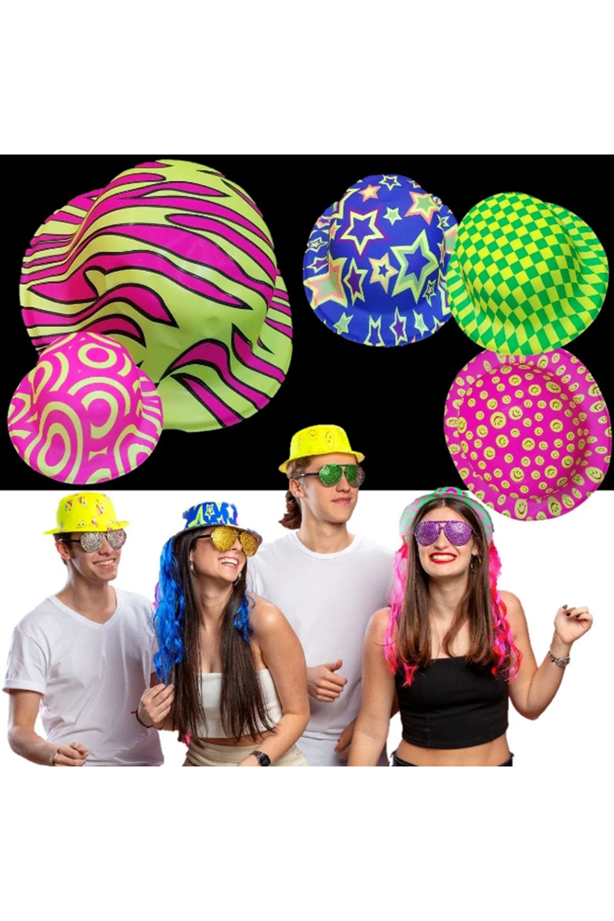 Desenli Plastik Parti Şapkası