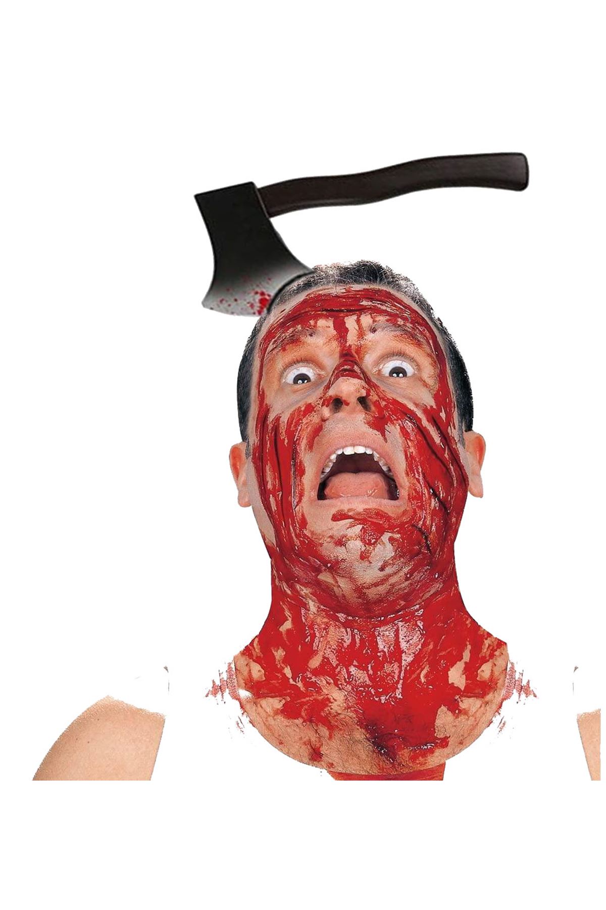 Kafaya Saplanmış Kanlı Balta Şaka Tacı