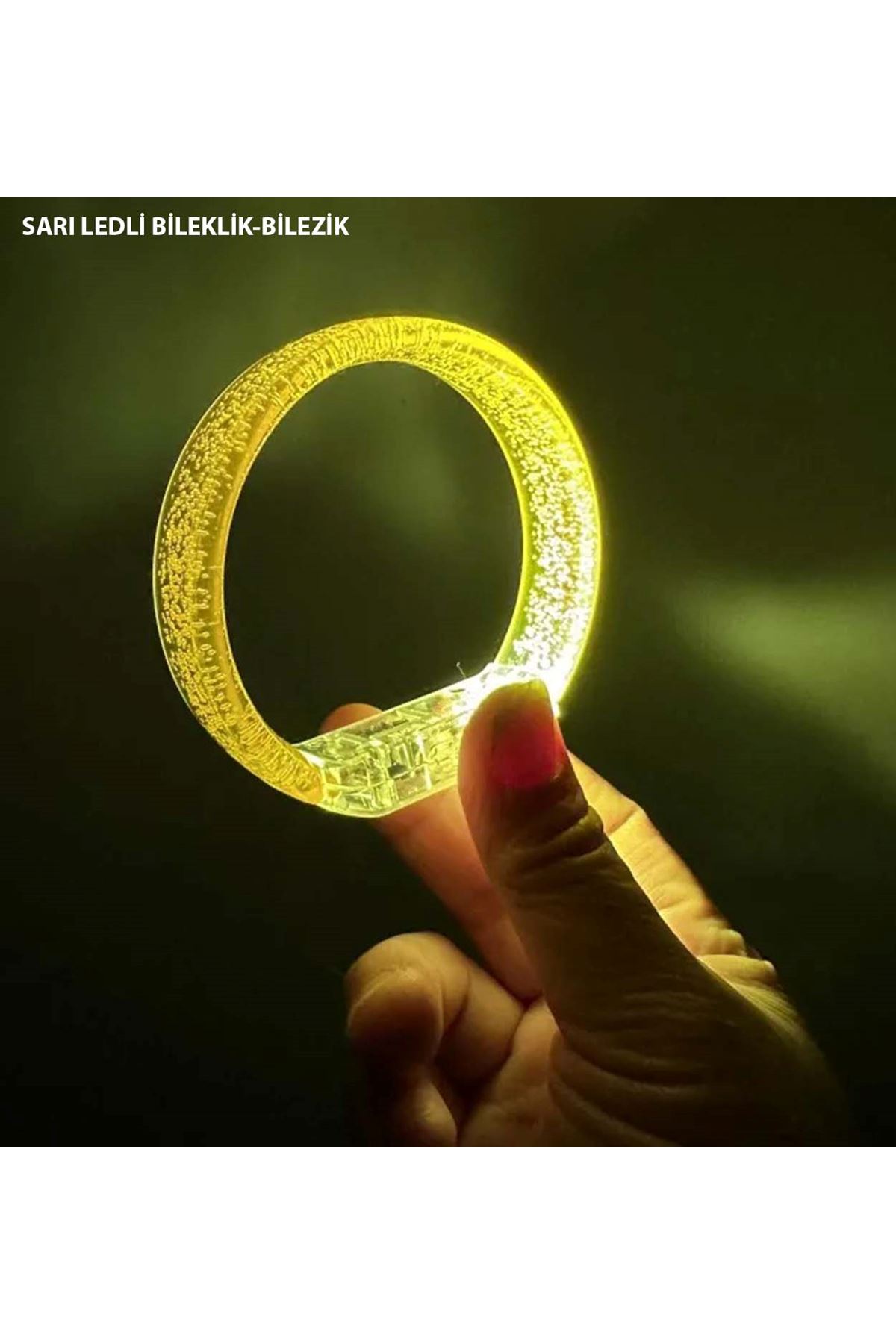 Sarı Led Işıklı Baskı Yapılabilen Pilli Bileklik Bilezik