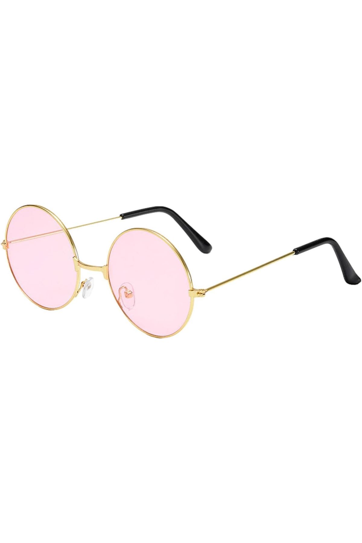 Yuvarlak Cam John Lennon Tarzı Gold Pembe Gözlük