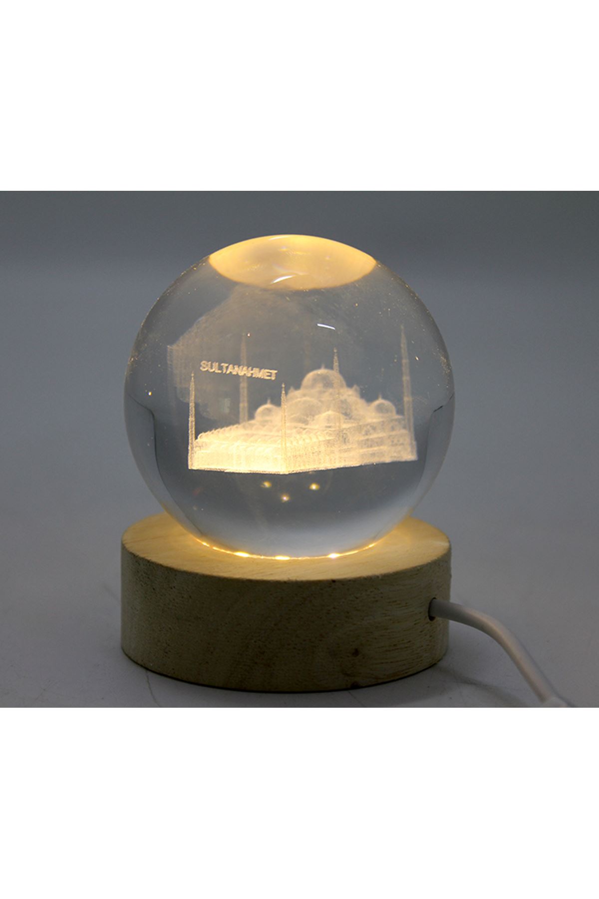 3D İstanbul Temalı Kristal Cam Küre Led Lamba Model 1