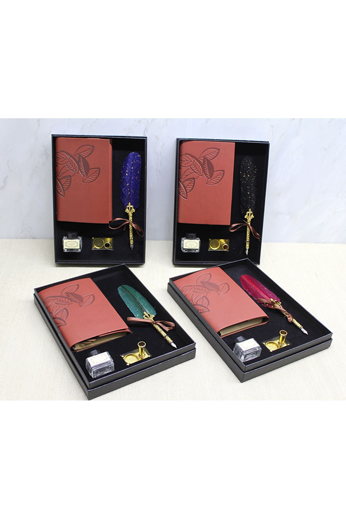 Deri Defterli Divit Hokka Seti Model 2