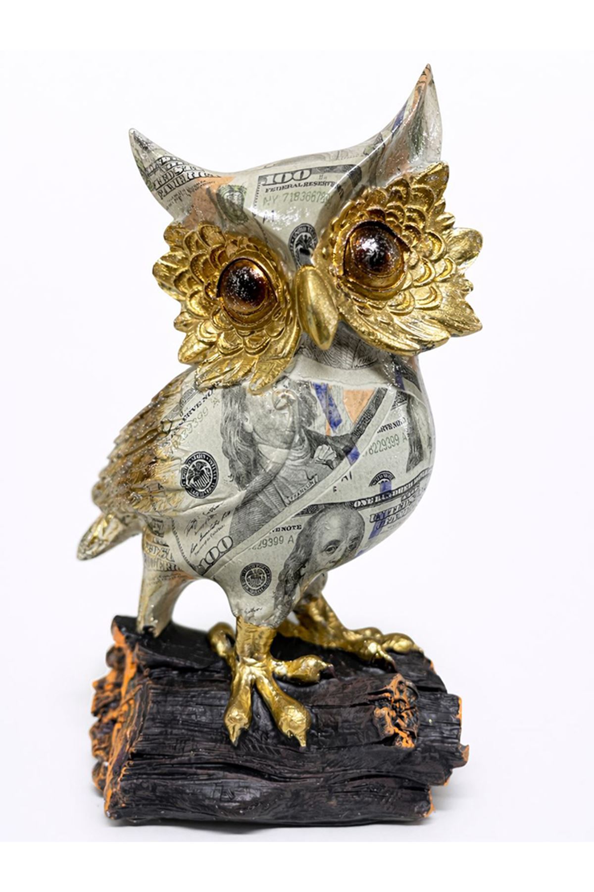 Dolar Baskılı Özel Tasarım Polyester Baykuş - 17x10 cm