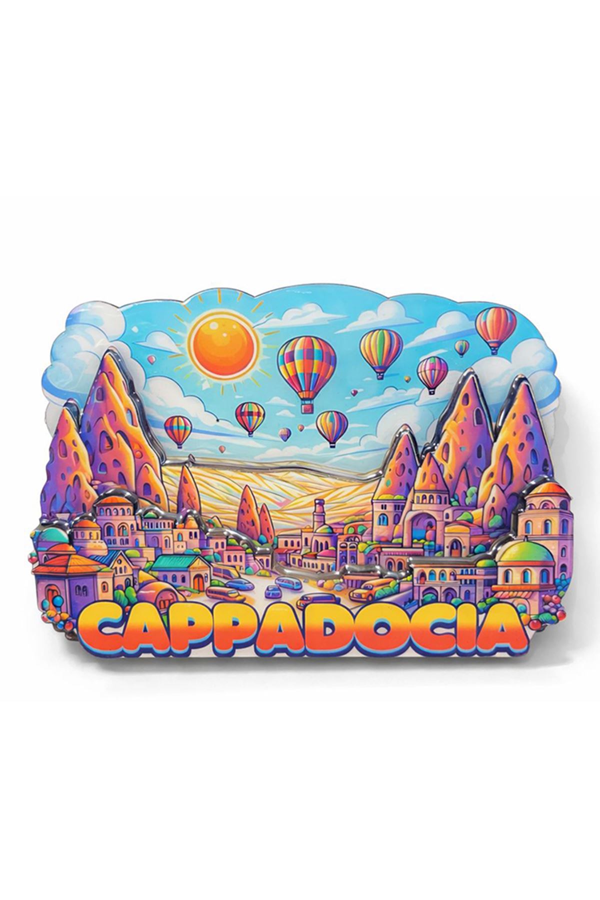 Kapadokya Temalı Ahşap Buzdolabı Magneti Model 4