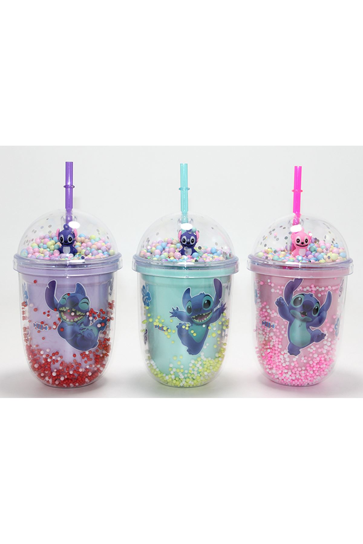 Stitch Figürlü Pipetli Kapaklı Kupa Bardak