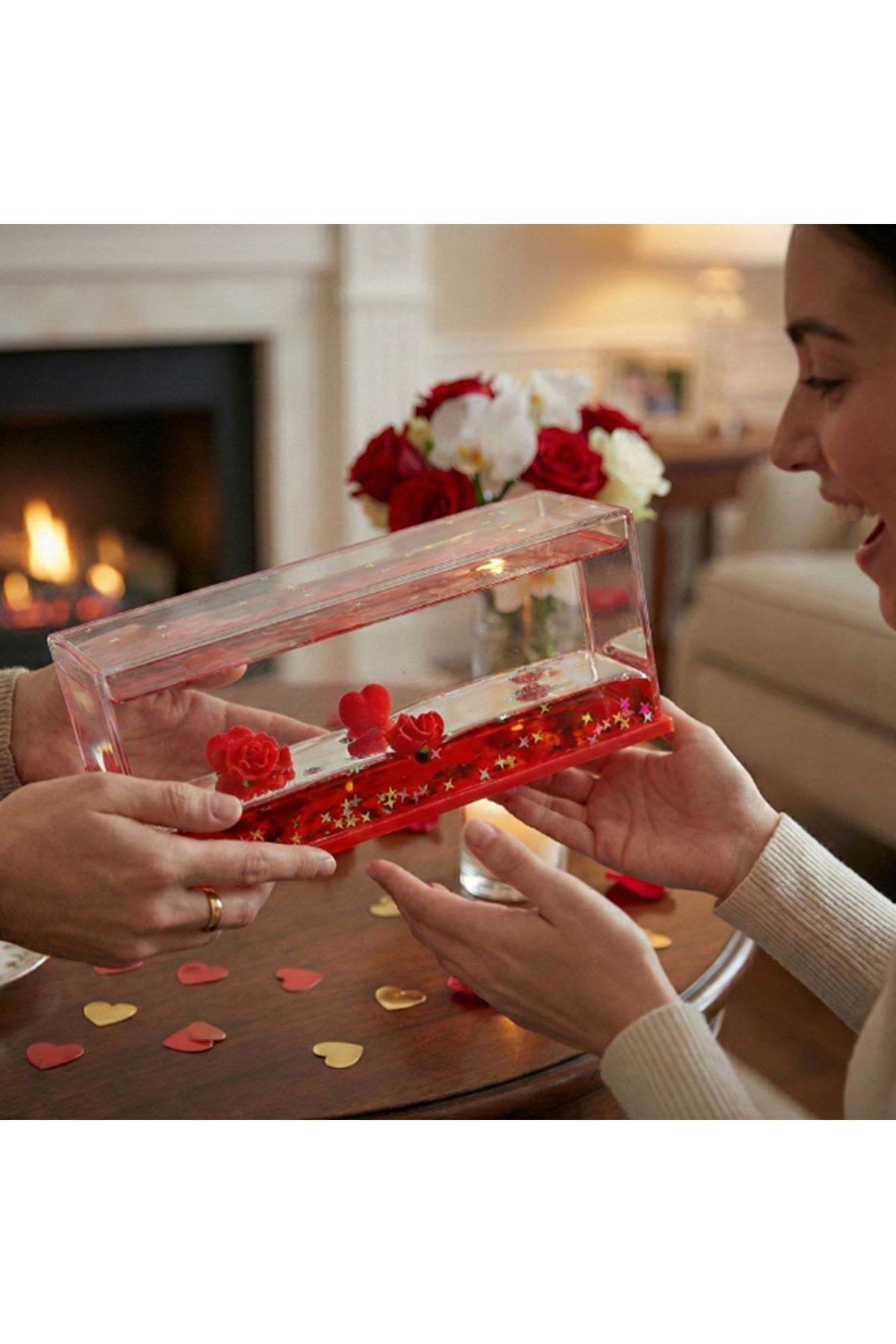 Batmayan Kalpli Güllü Akvaryum Hediyelik