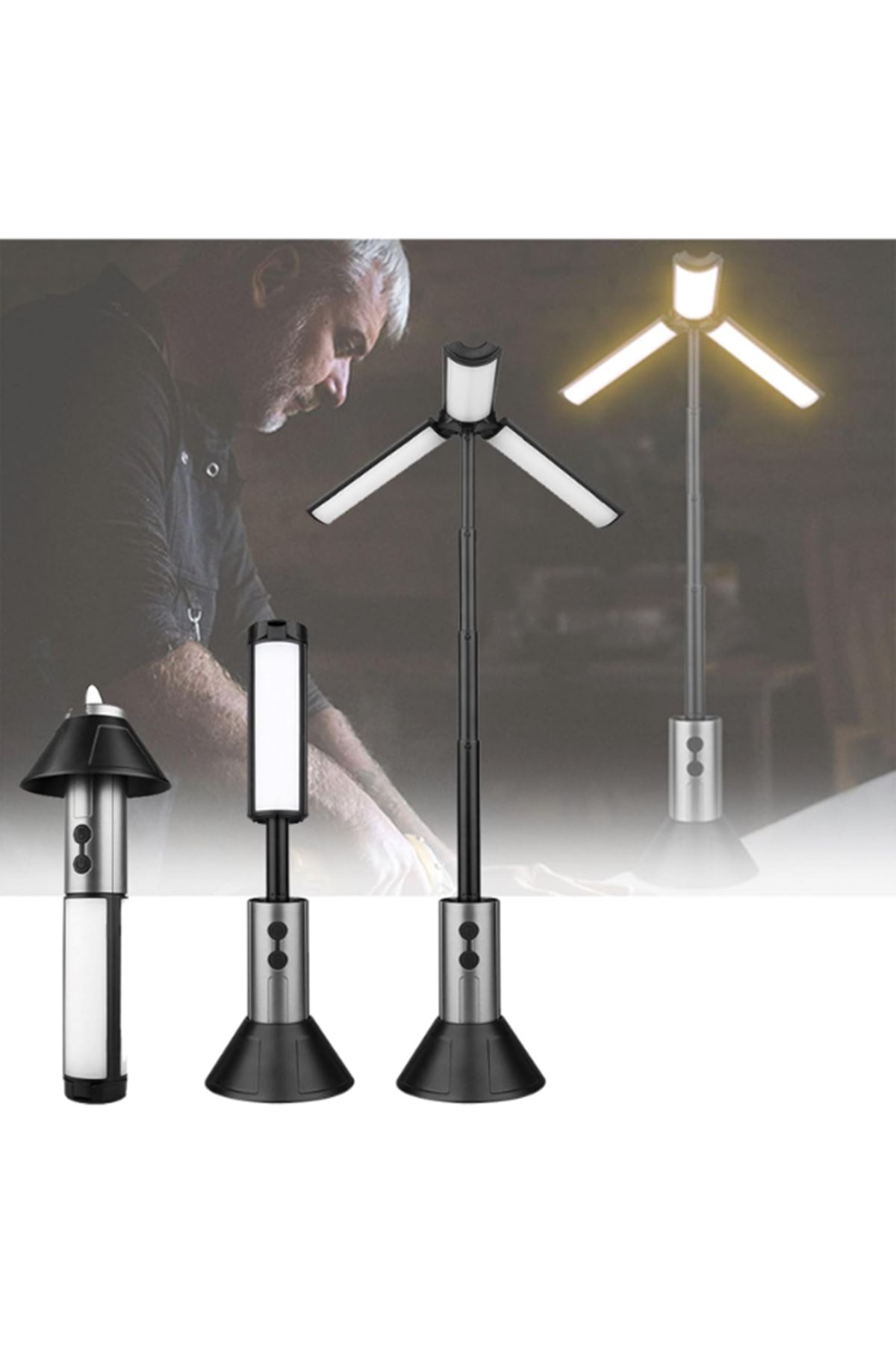 Teleskopik Şarj Edilebilir Çadır Kamp Işığı