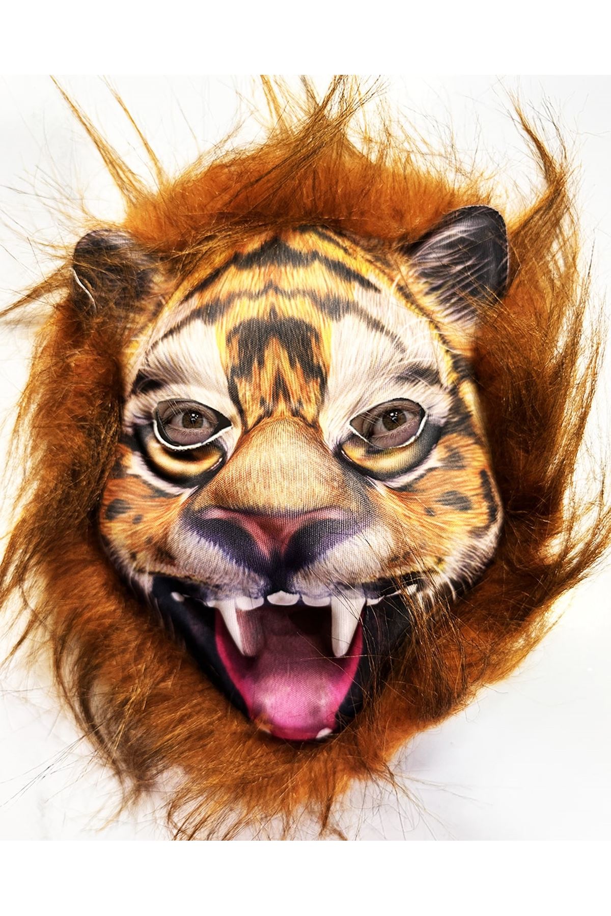 Kahverengi Yeleli Peluş Aslan Kaplan Kurt Maskesi 28 No
