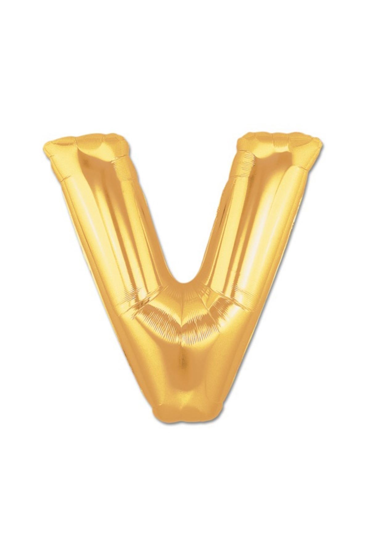Altın Sarısı Folyo V Harfi Balon 1 Metre