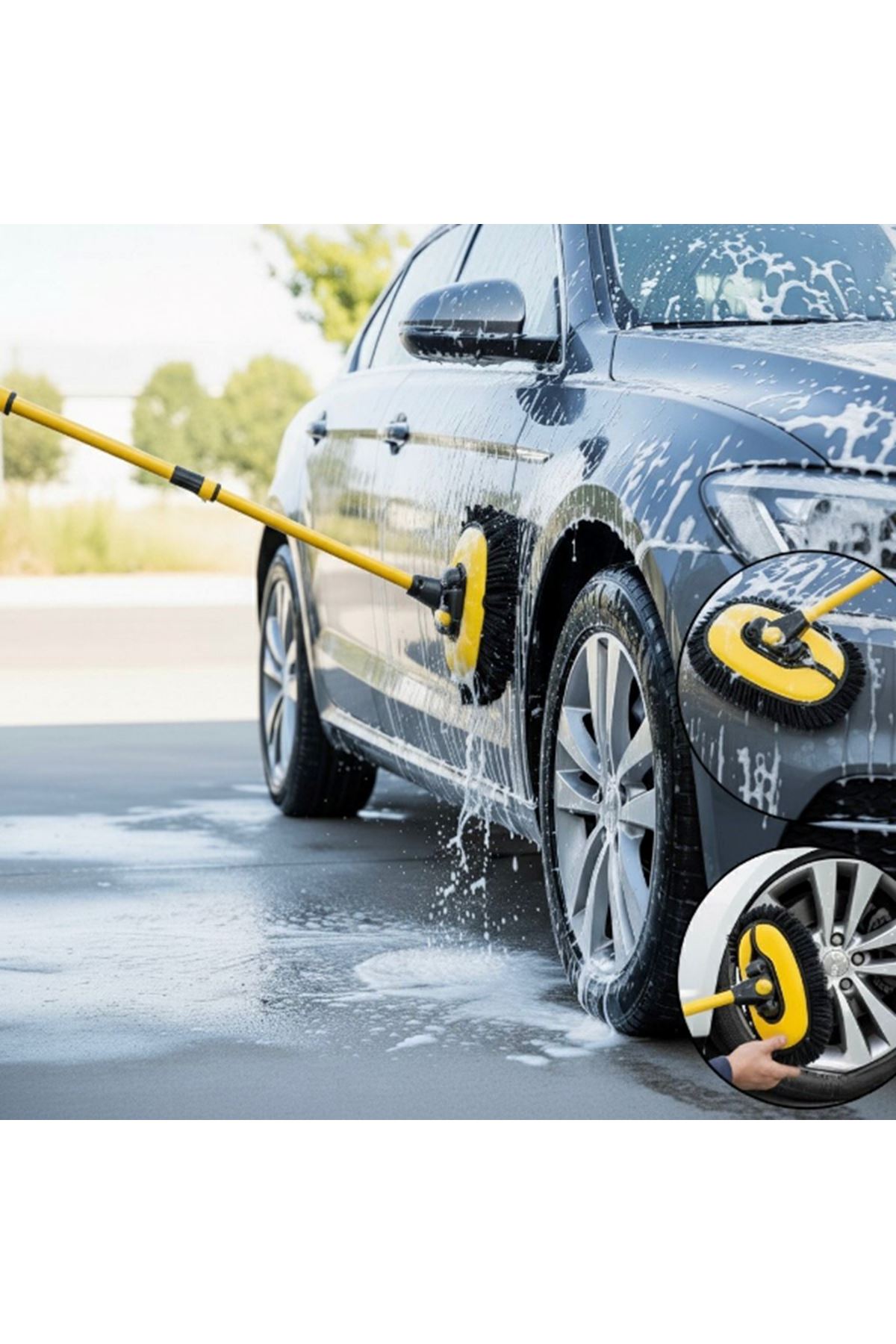 Teleskopik Saplı Kuru Islak Oto Yıkama Fırçası