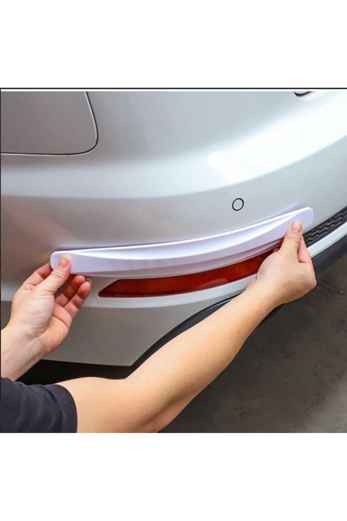 Araba Tampon Koruyucu Karbon Desenli Beyaz