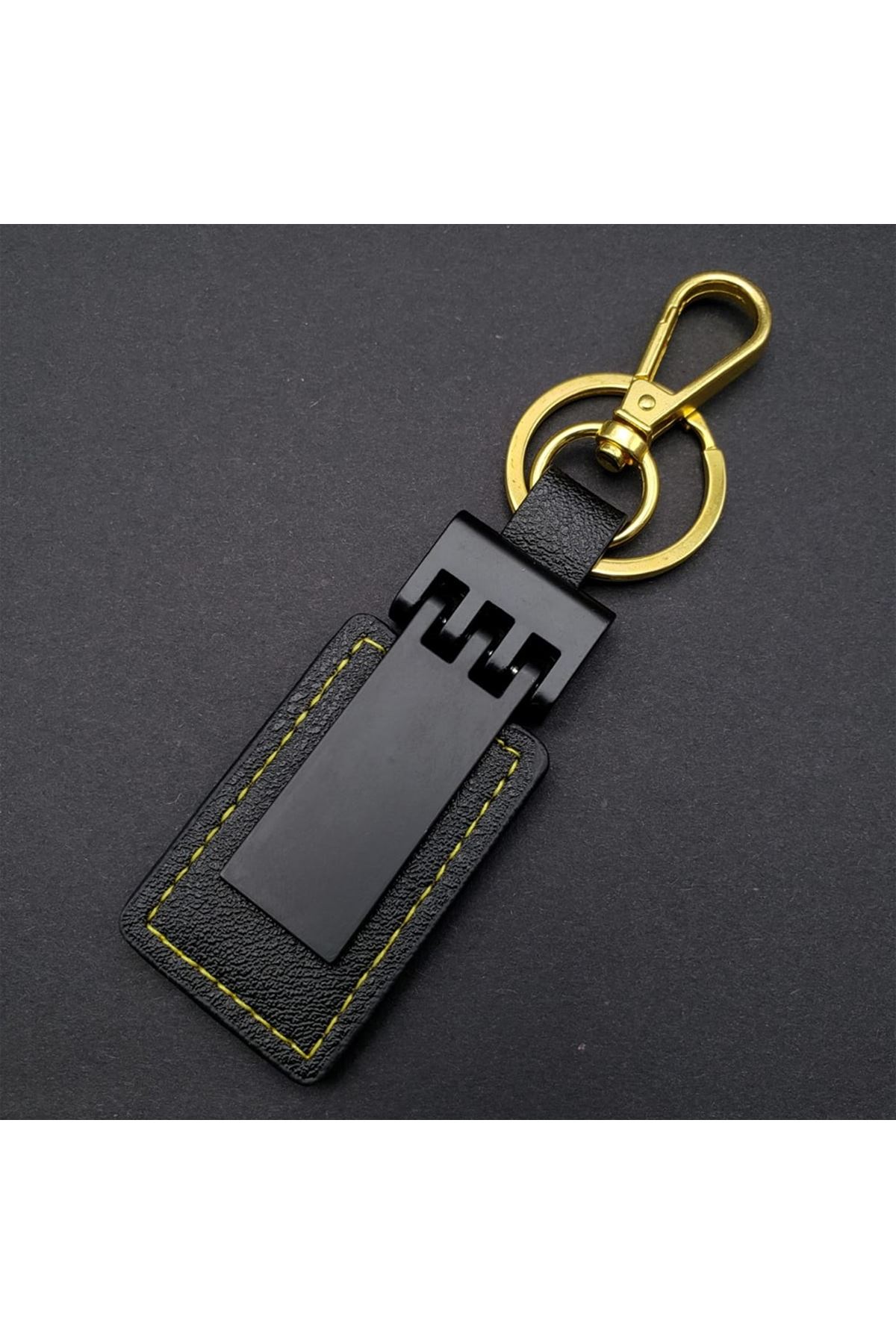 Siyah Gold Deri Metal Anahtarlık