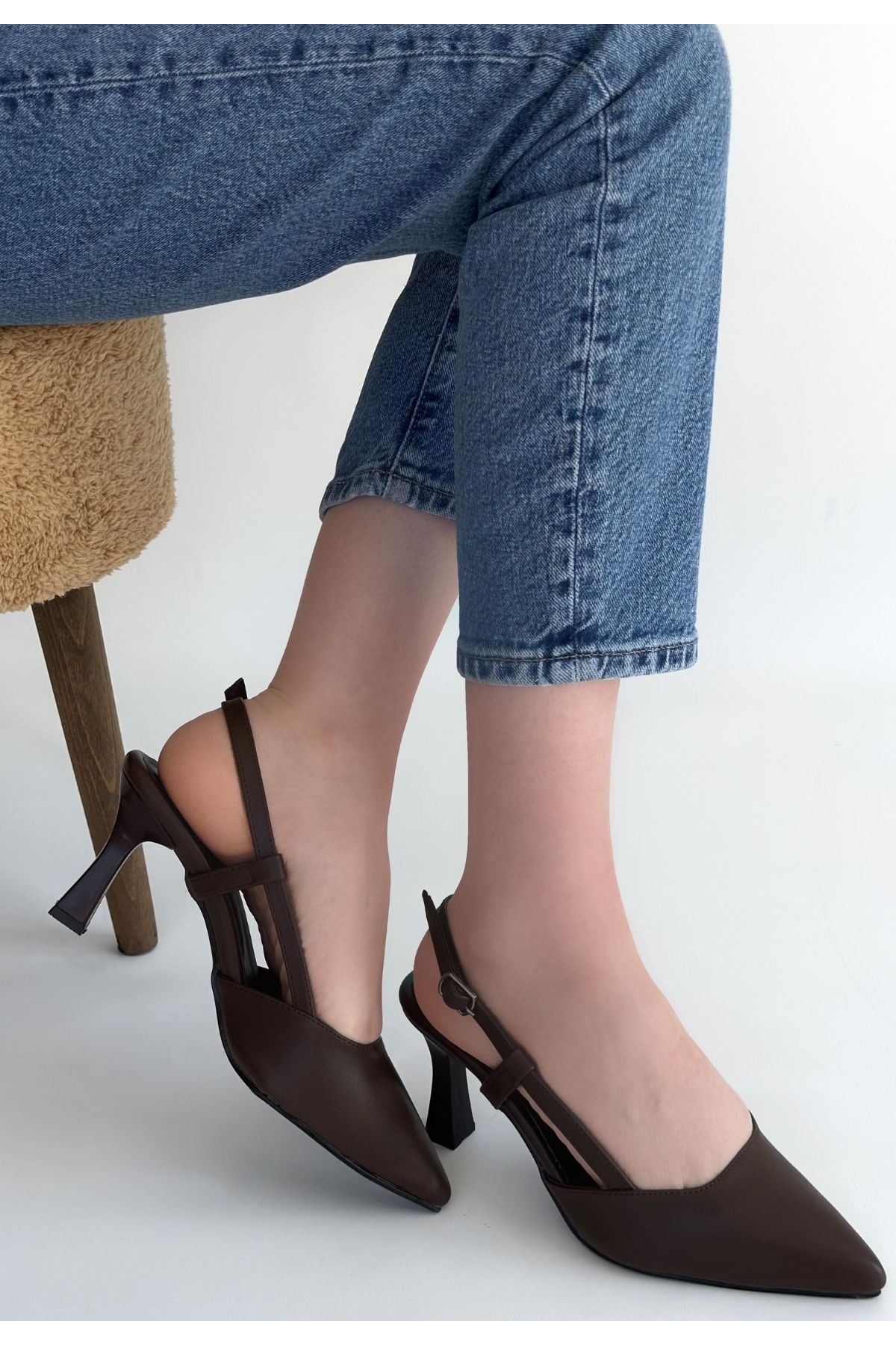 Hoost Kahverengi Cilt Topuklu Ayakkabı