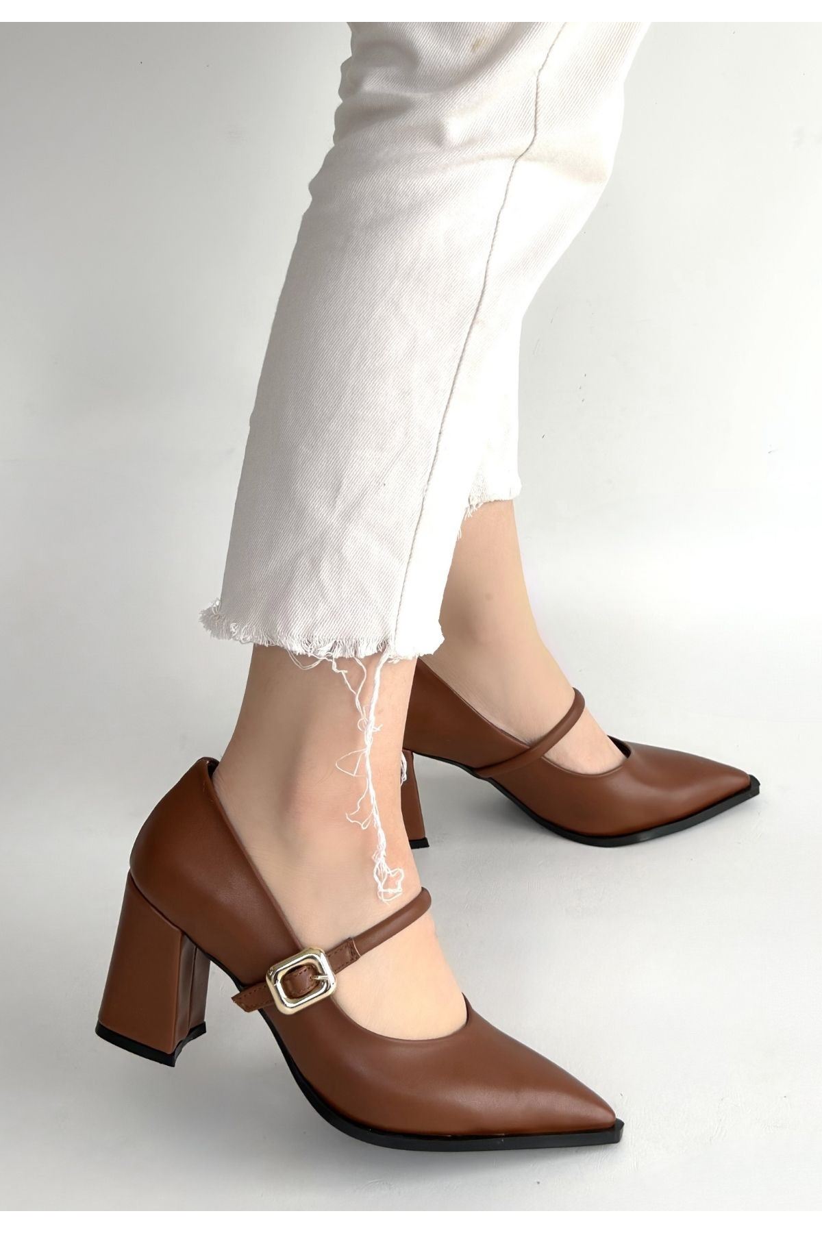 Nıvra Taba Cilt Topuklu Ayakkabı