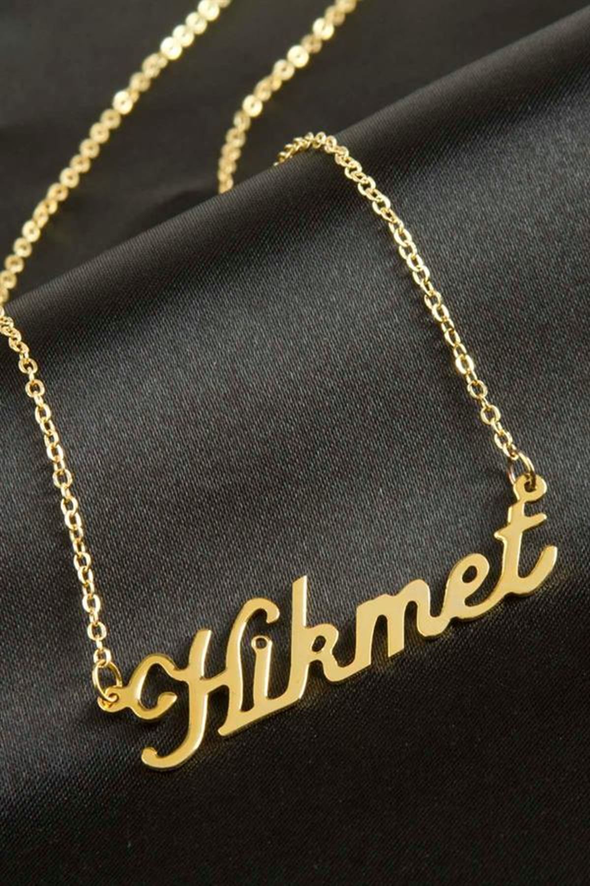 Hikmet İsimli Kolye (Kişiye Özel) - Sarı