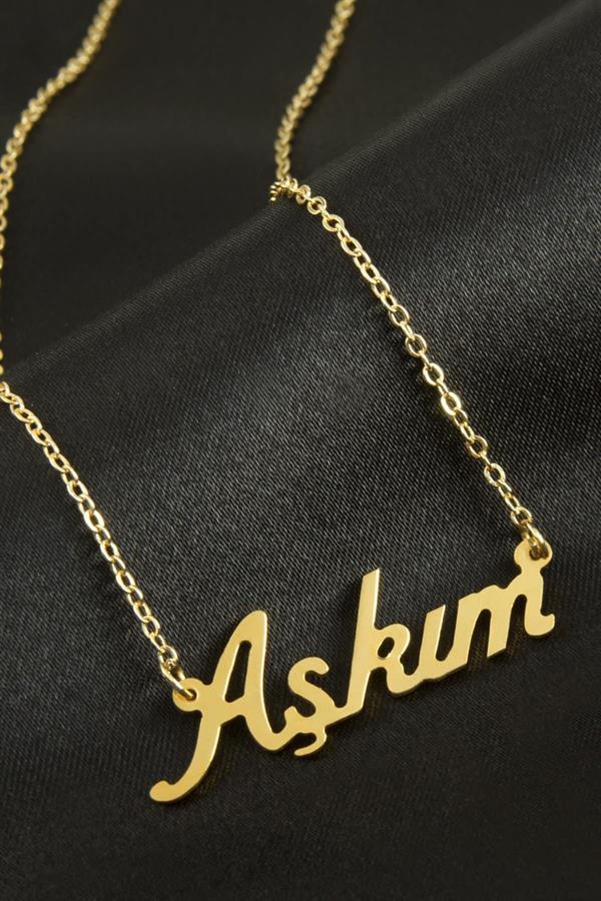 Aşkım isimli kolye (Kişiye Özel) - Sarı