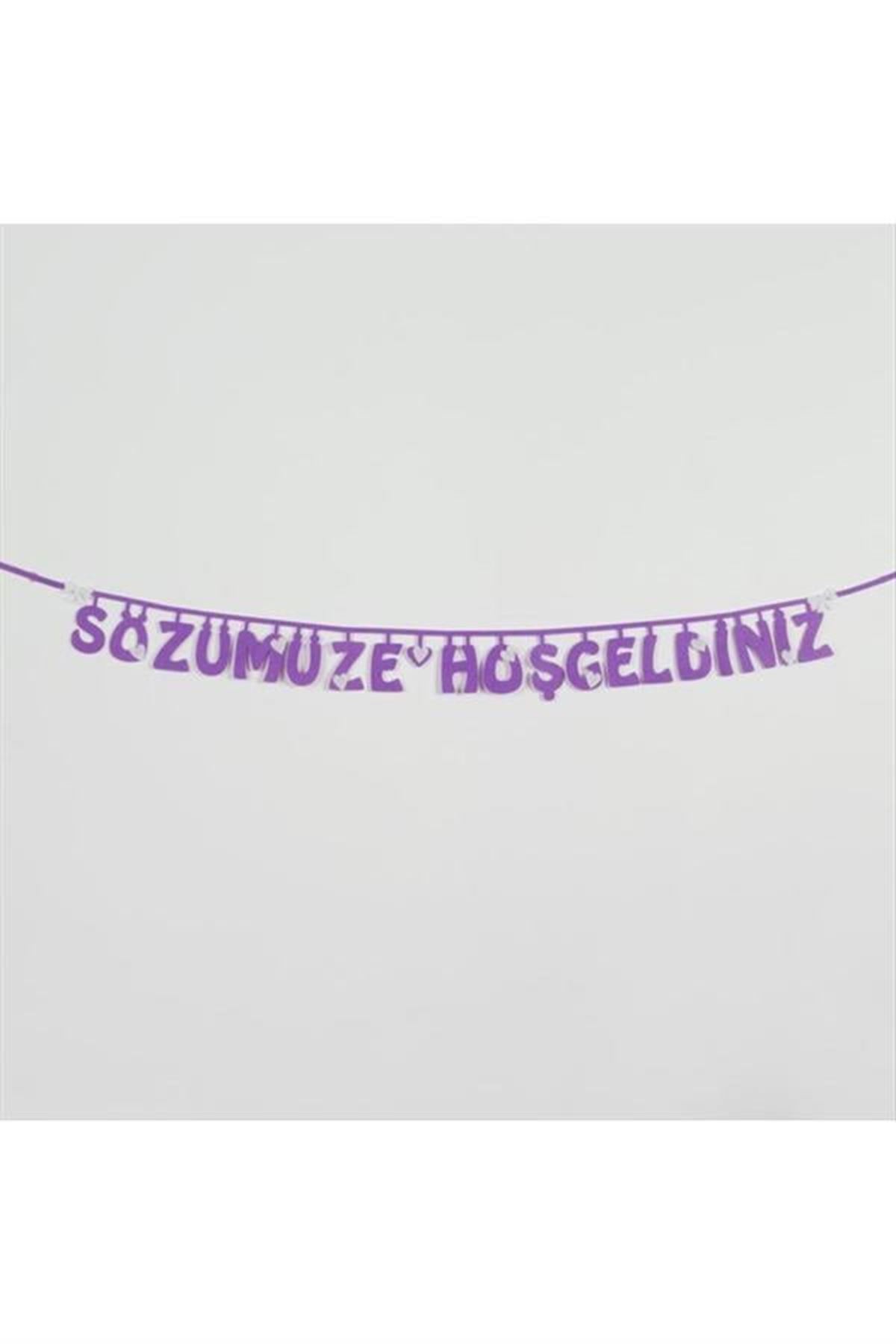 Sözümüze Hoşgeldiniz Keçe Yazı - Mor