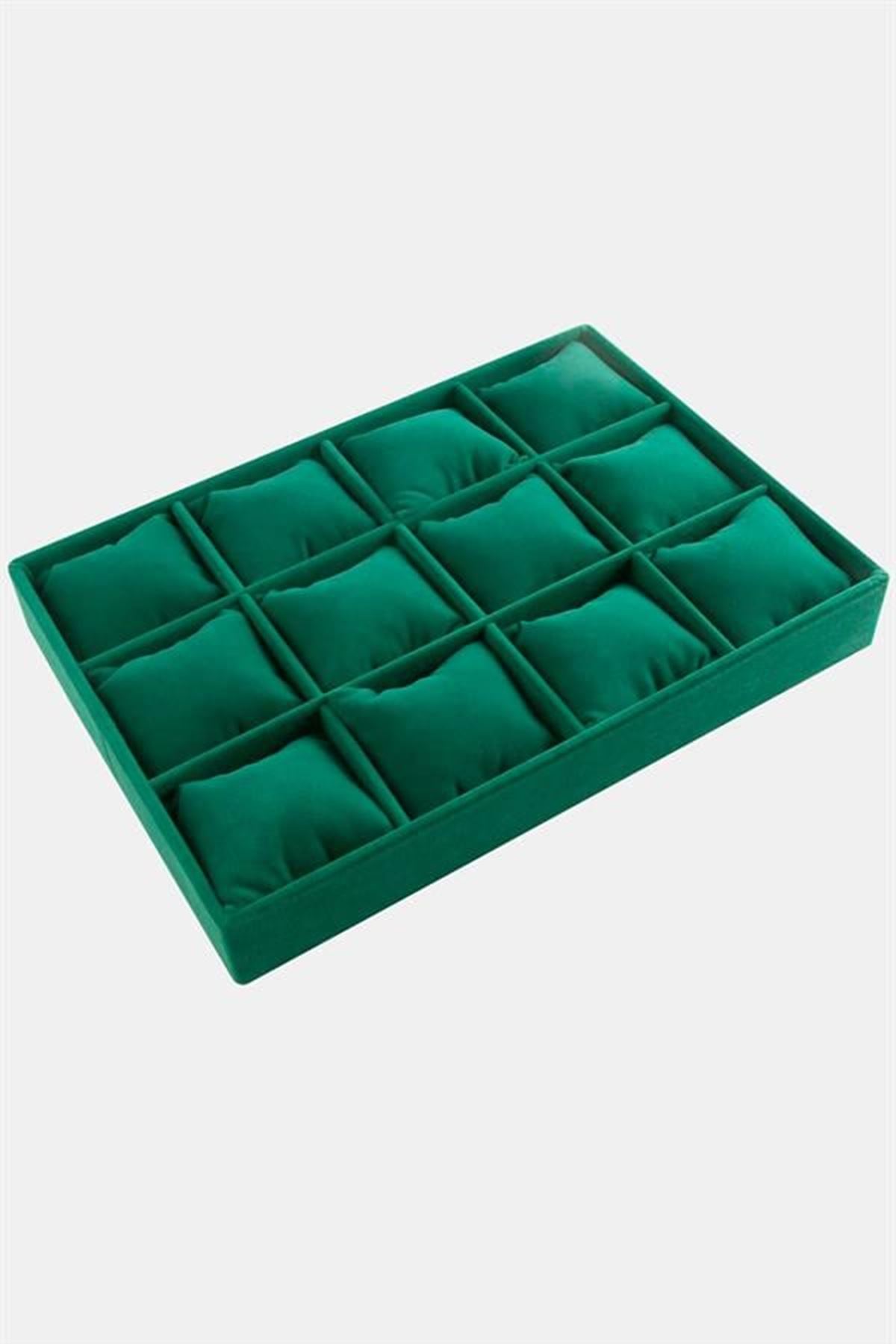 12'li Anfora Kumaş Yastıklı Tabla - Yeşil