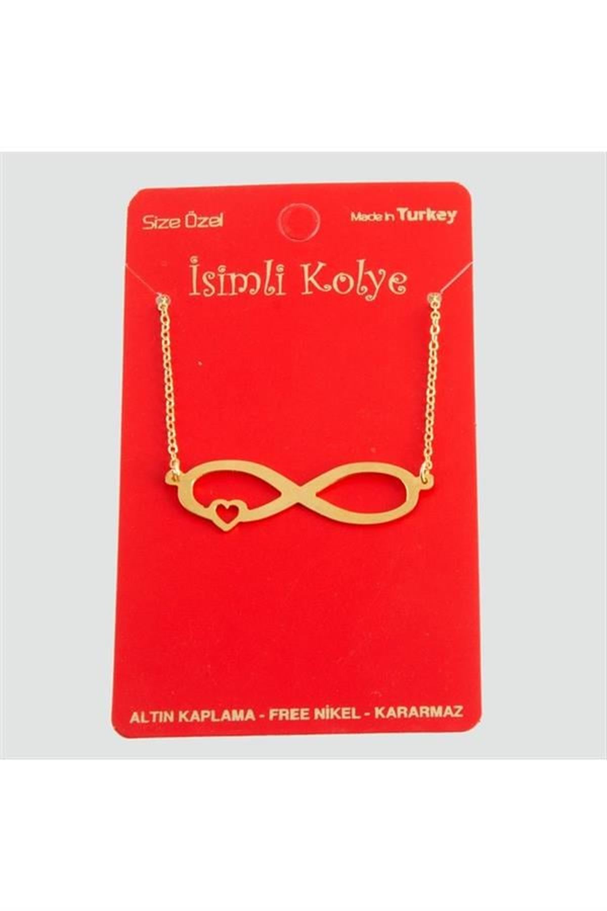 Sonsuzluk Kalp Uçlu Kolye - Sarı