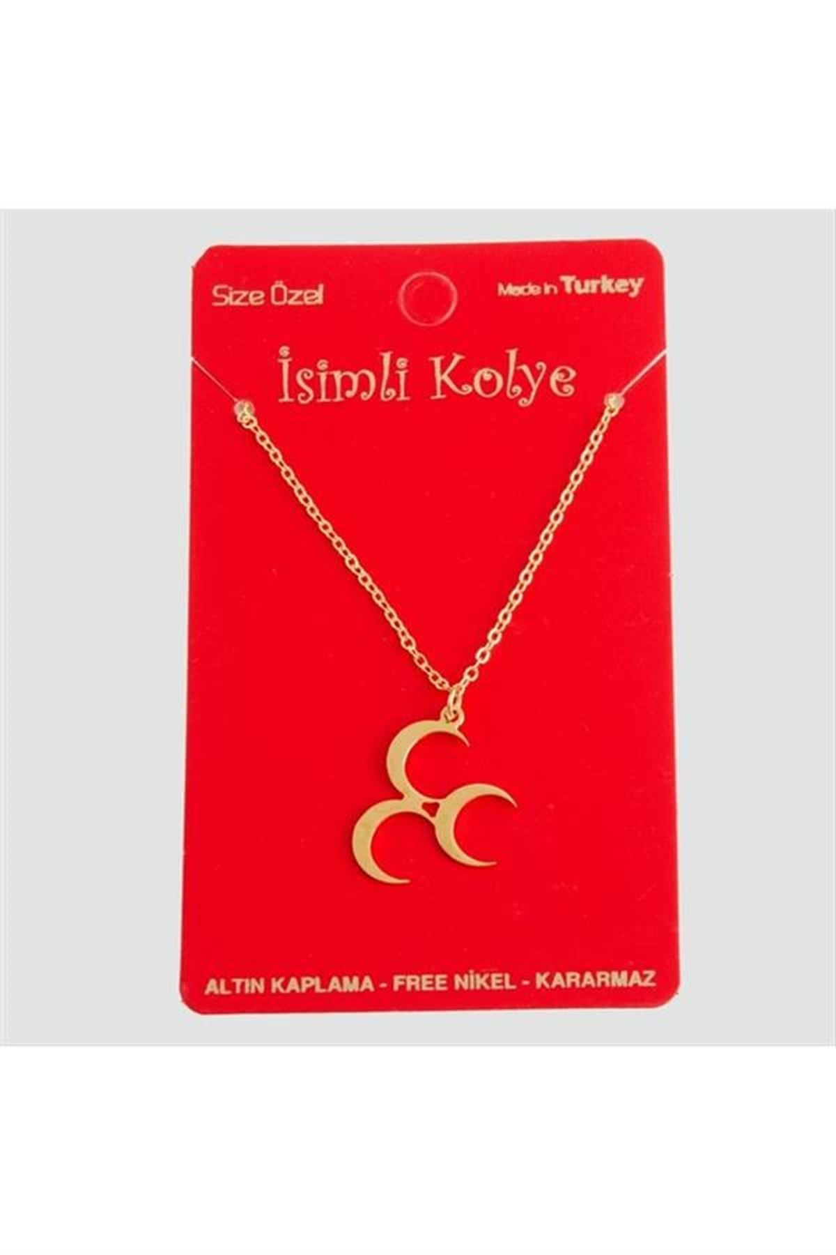 3 Hilal Uçlu Kolye - Sarı