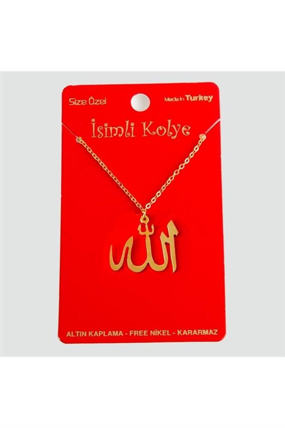 Allah Yazılı Uçlu Kolye - Sarı