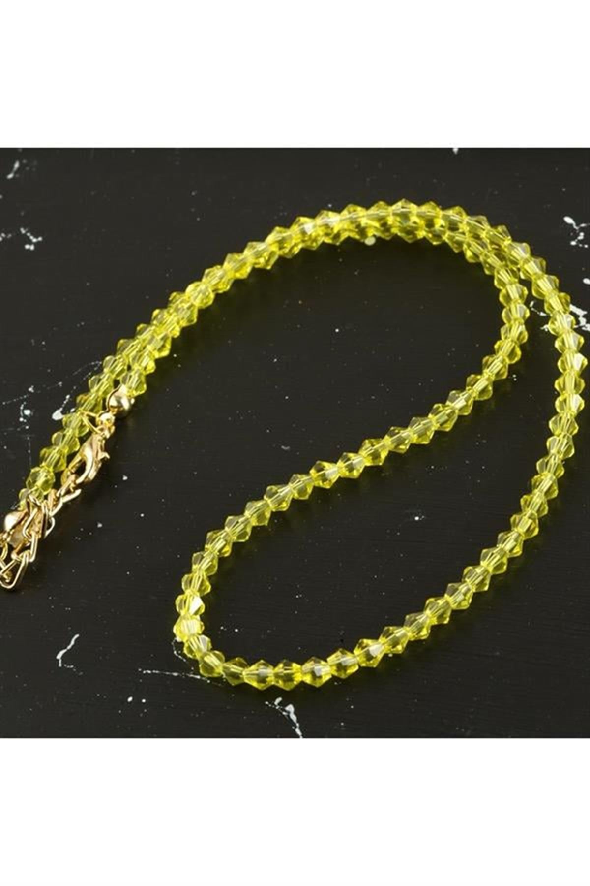 4 mm Kristal Kolye - Sarı