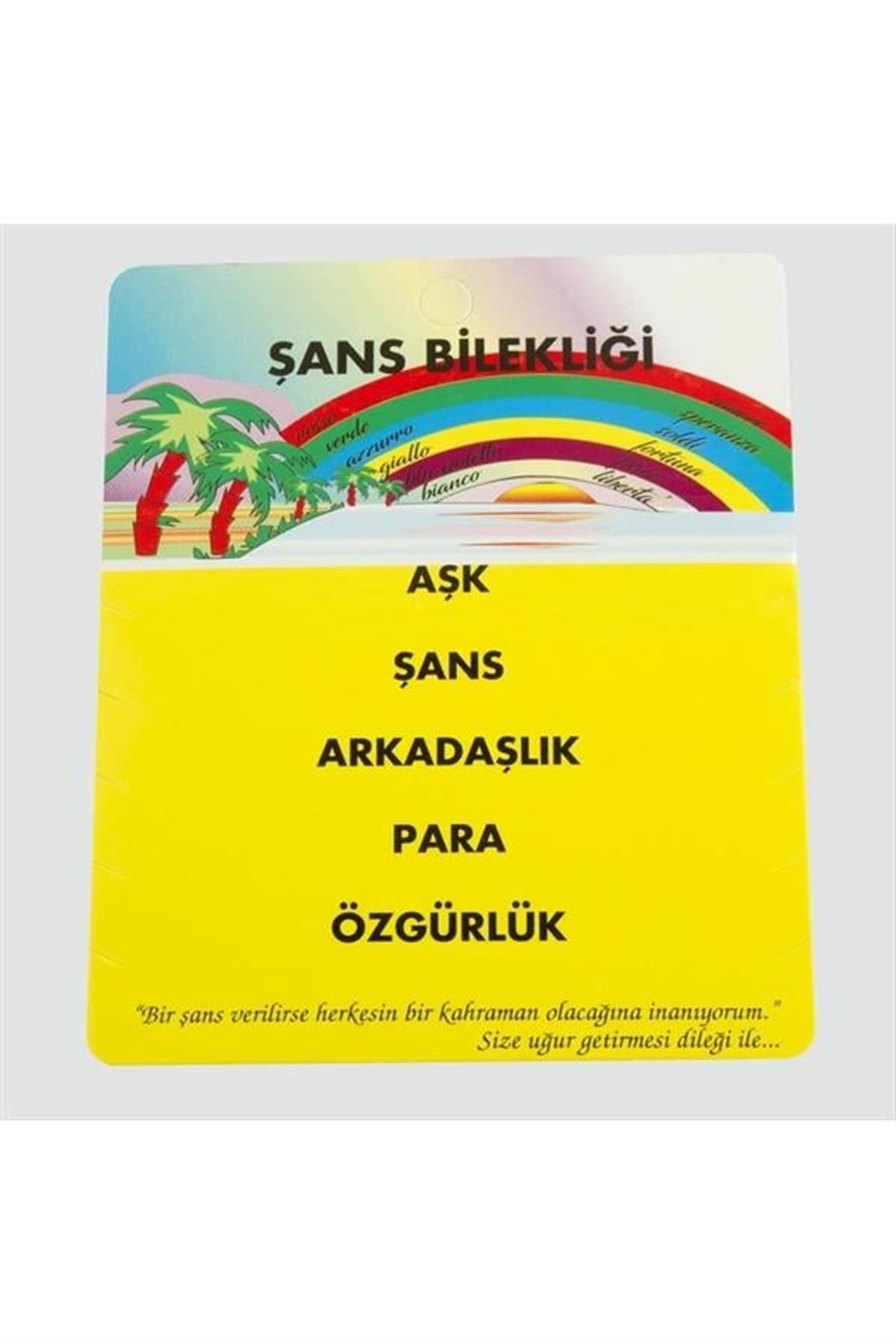 5'li Şans Bileklik Kartı 200 Adet - Sarı