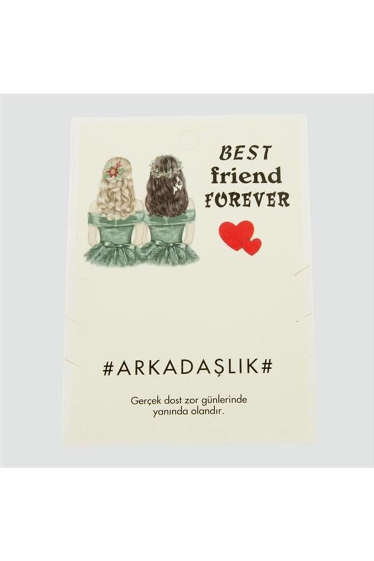 3'lü Arkadaşlık Bilekliği Yazılı Bileklik Kartı 200 Adet - Beyaz