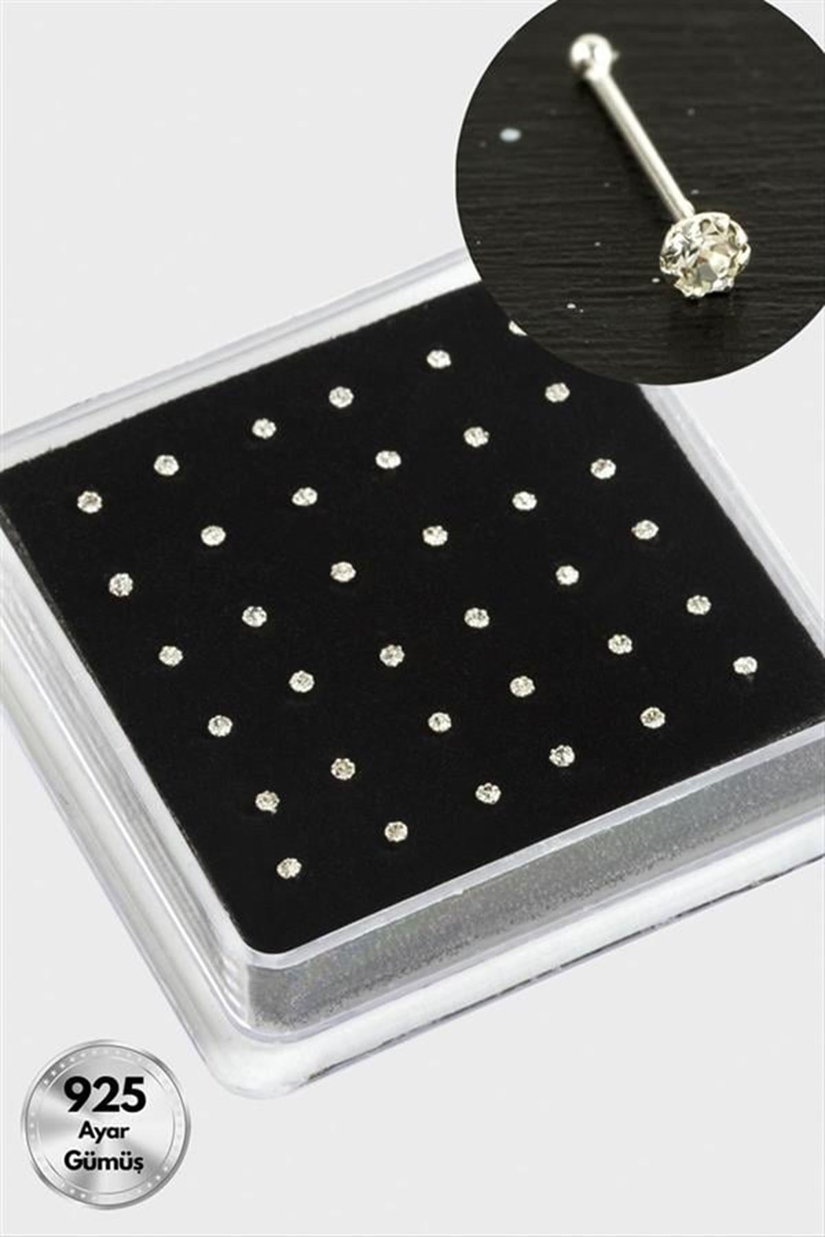 2 mm Tek Taşlı Gümüş Hızma 36 Adet - Gümüş Rengi