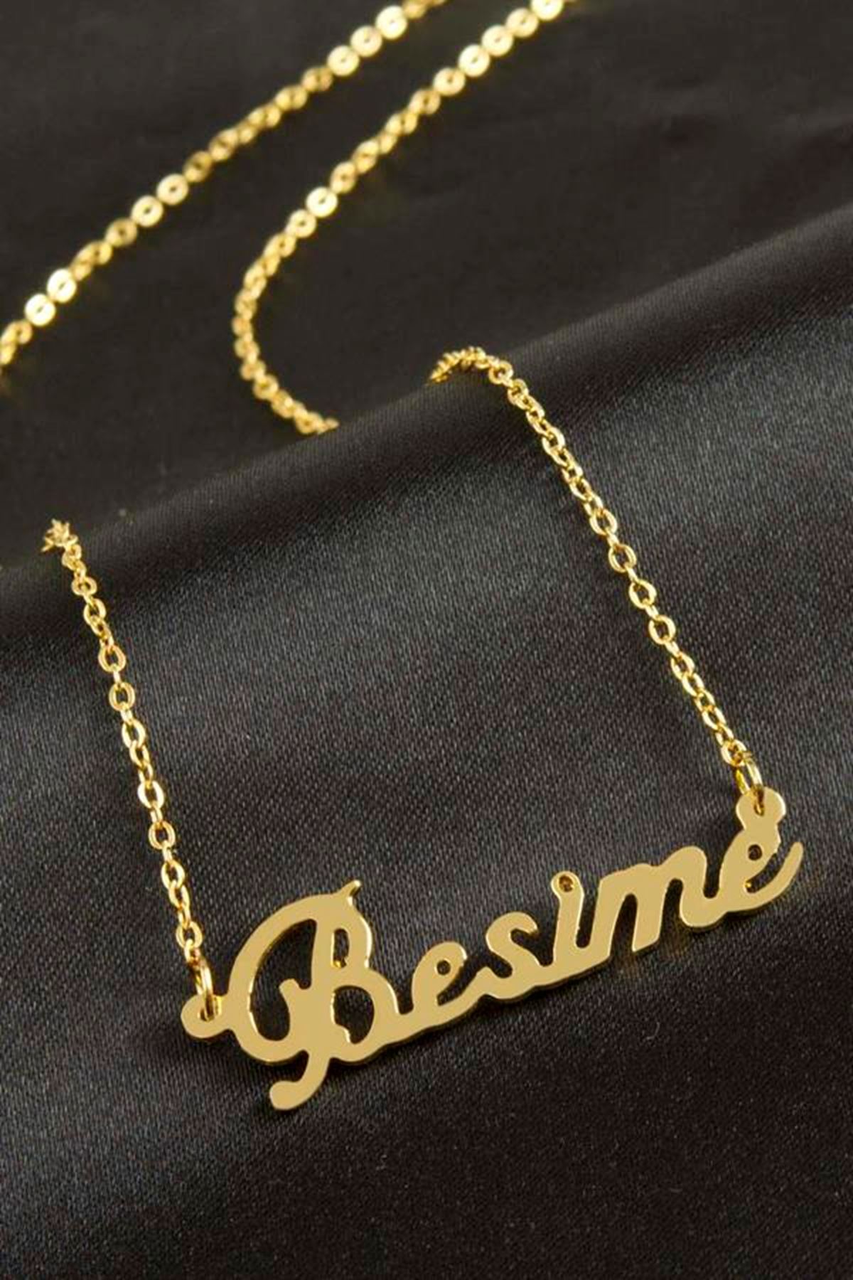 Besime isimli kolye (Kişiye Özel) - Sarı