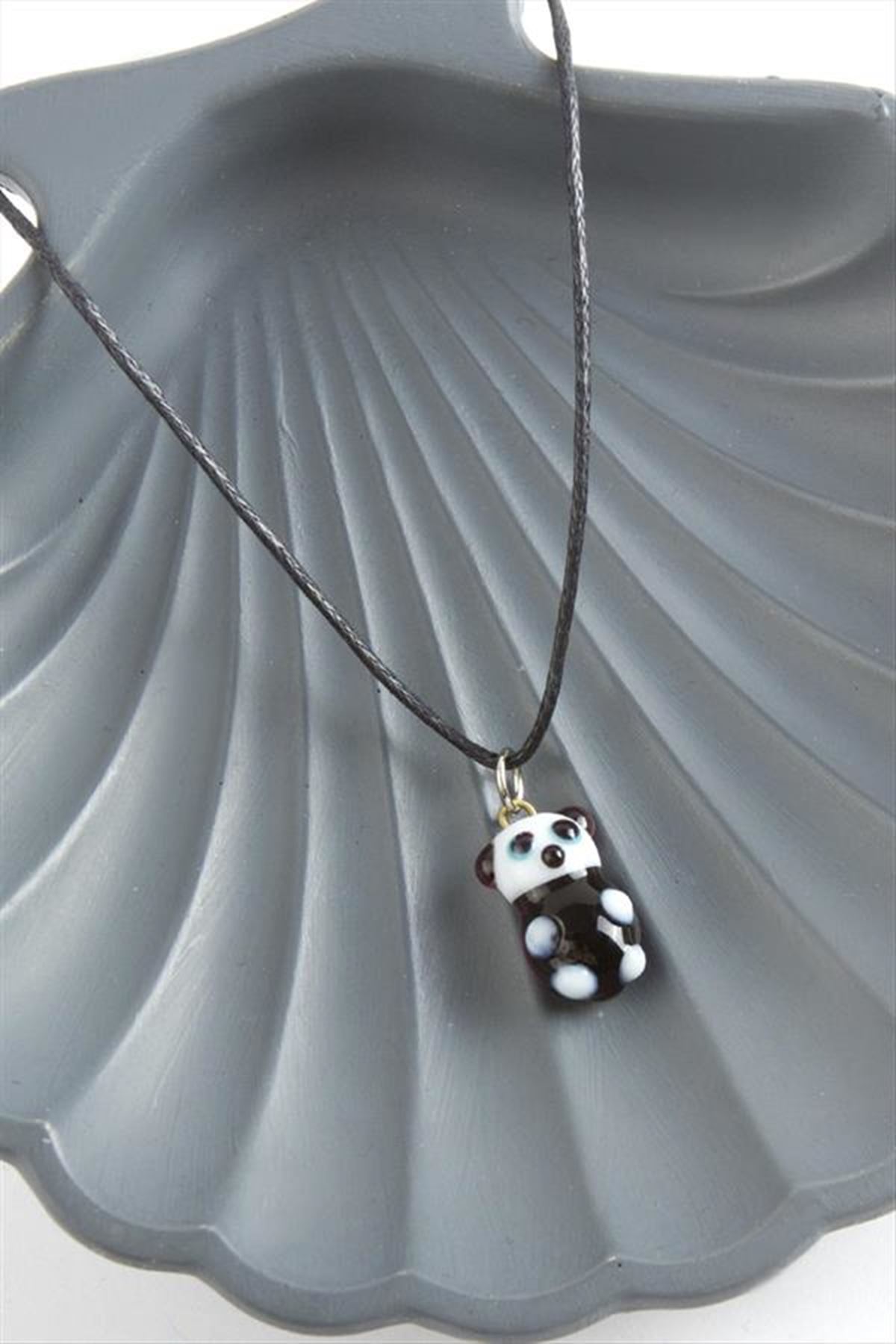 Panda Cam Kolye - Siyah