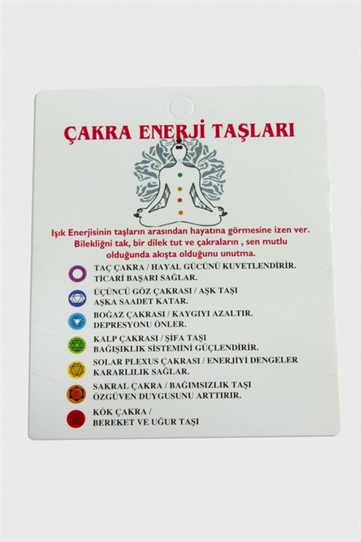 3'lü Çakra Enerji Taşları Bileklik Kartı - Beyaz