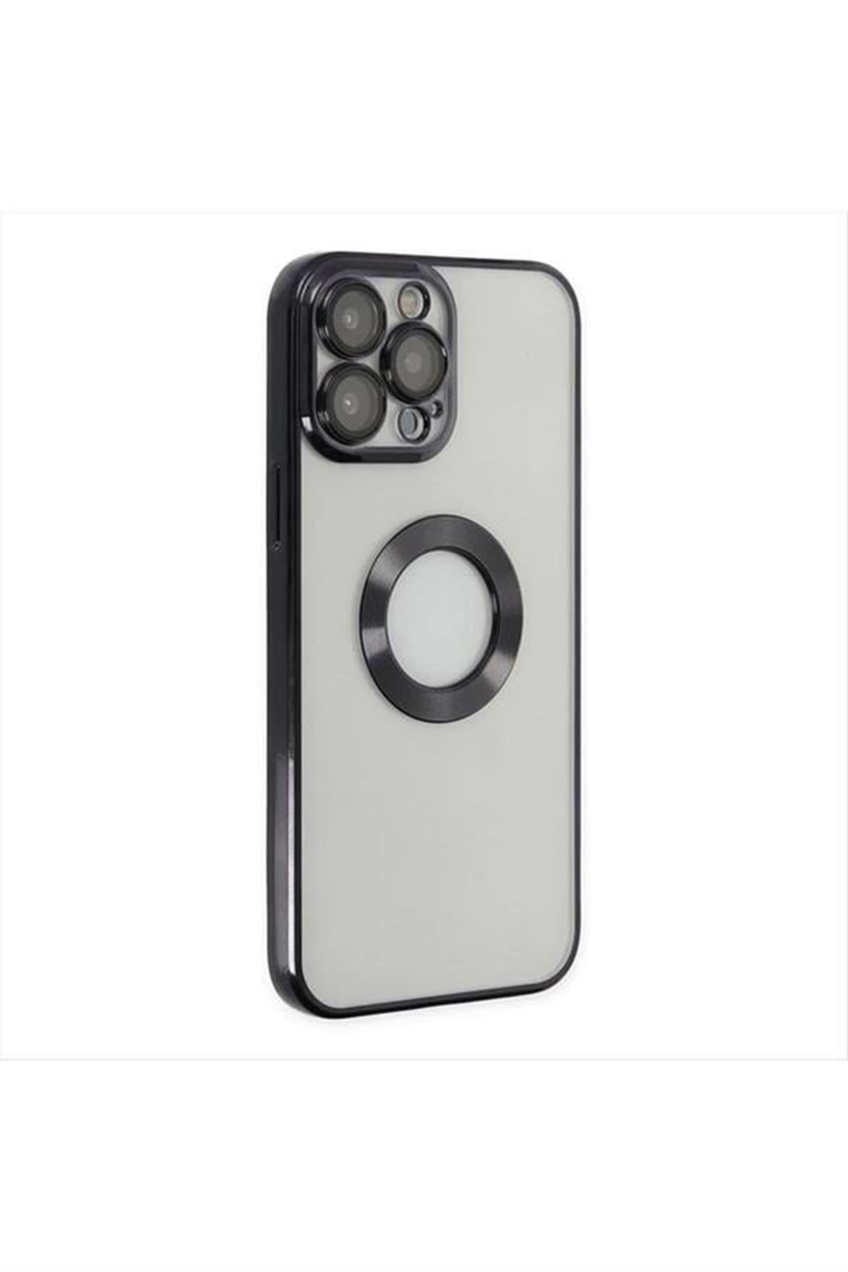 iPhone 12 Pro Lüx Lensli Lazer Silikon Kılıf (Kamera Korumalı) - Siyah