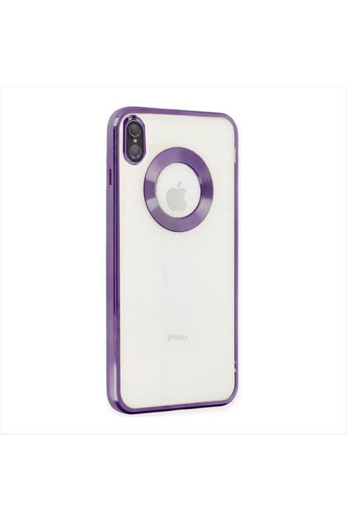 iPhone XS Max Lüx Lensli Lazer Silikon Kılıf (Kamera Korumalı) - Mor