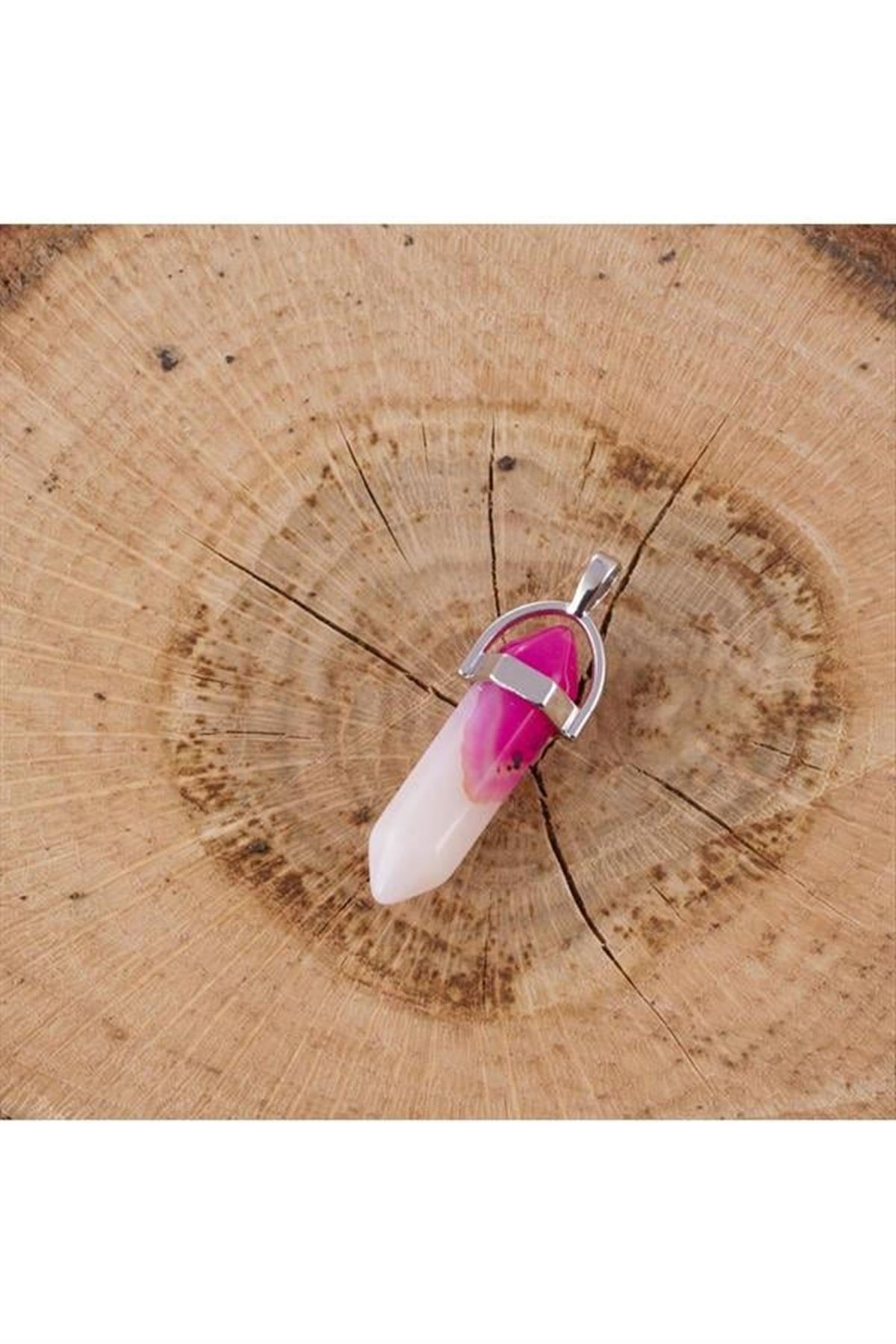 Akik Point Kolye Ucu - Pembe