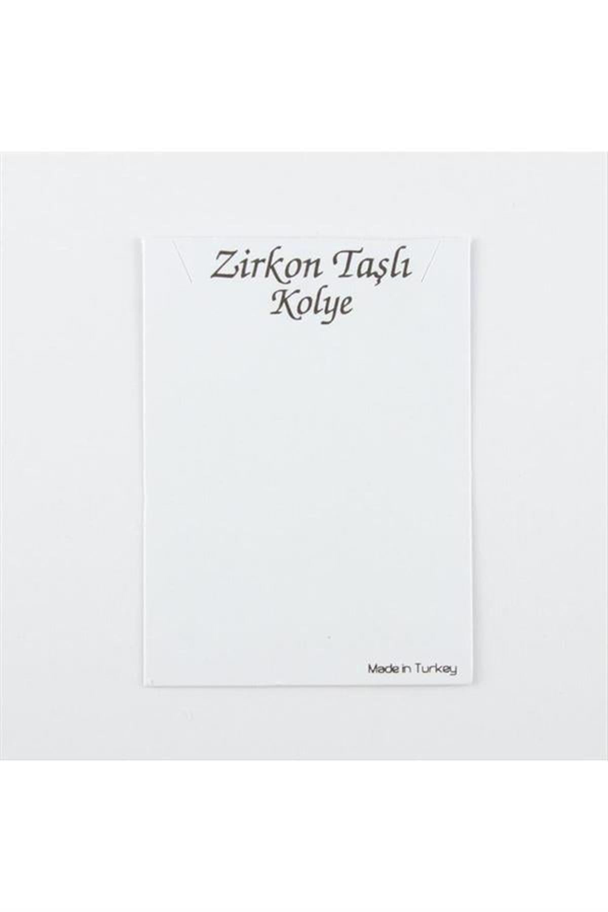Zirkon Kolye Kartı - Beyaz