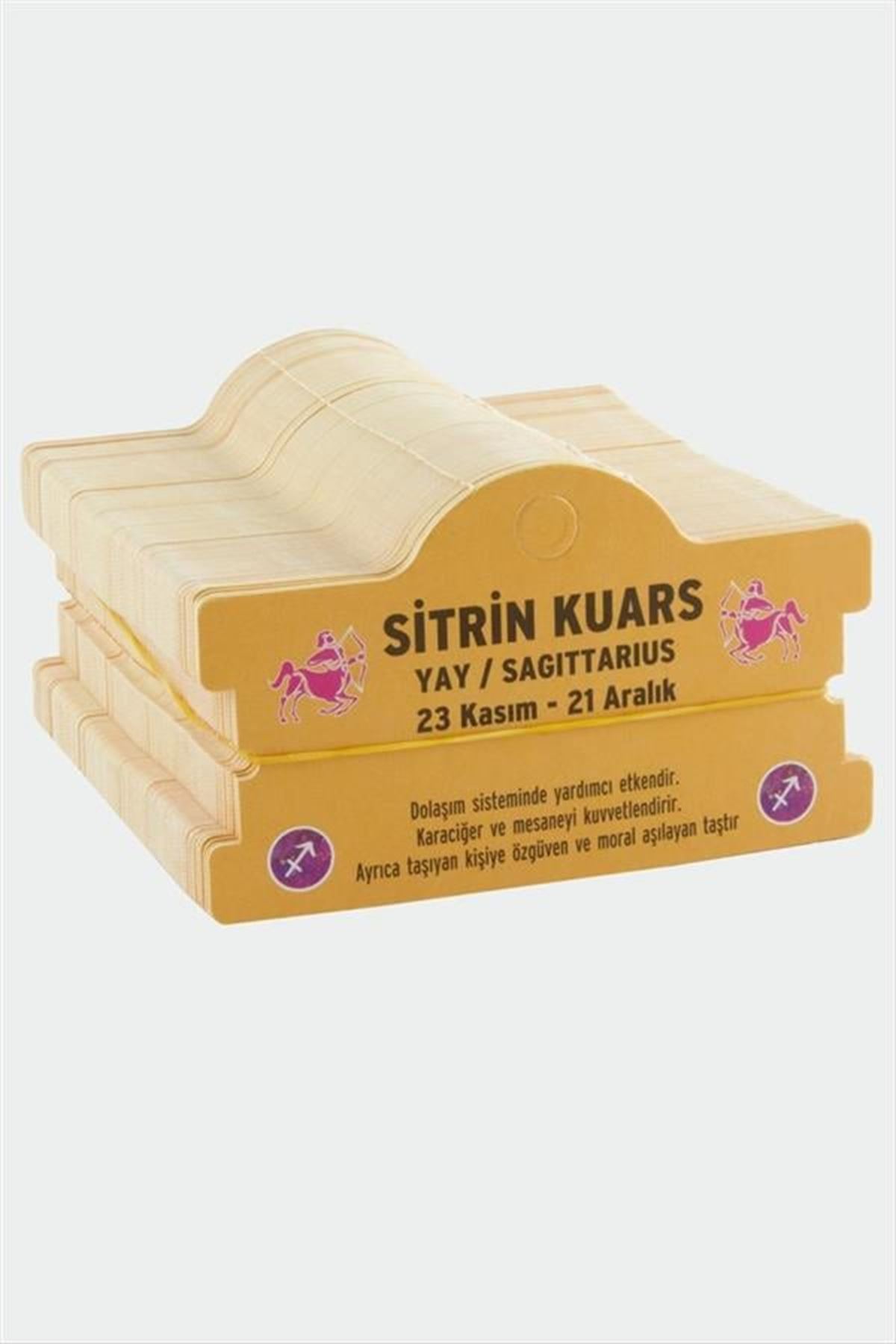 Sitrin Kuars & Yay Burç Bileklik Kartı - Sarı