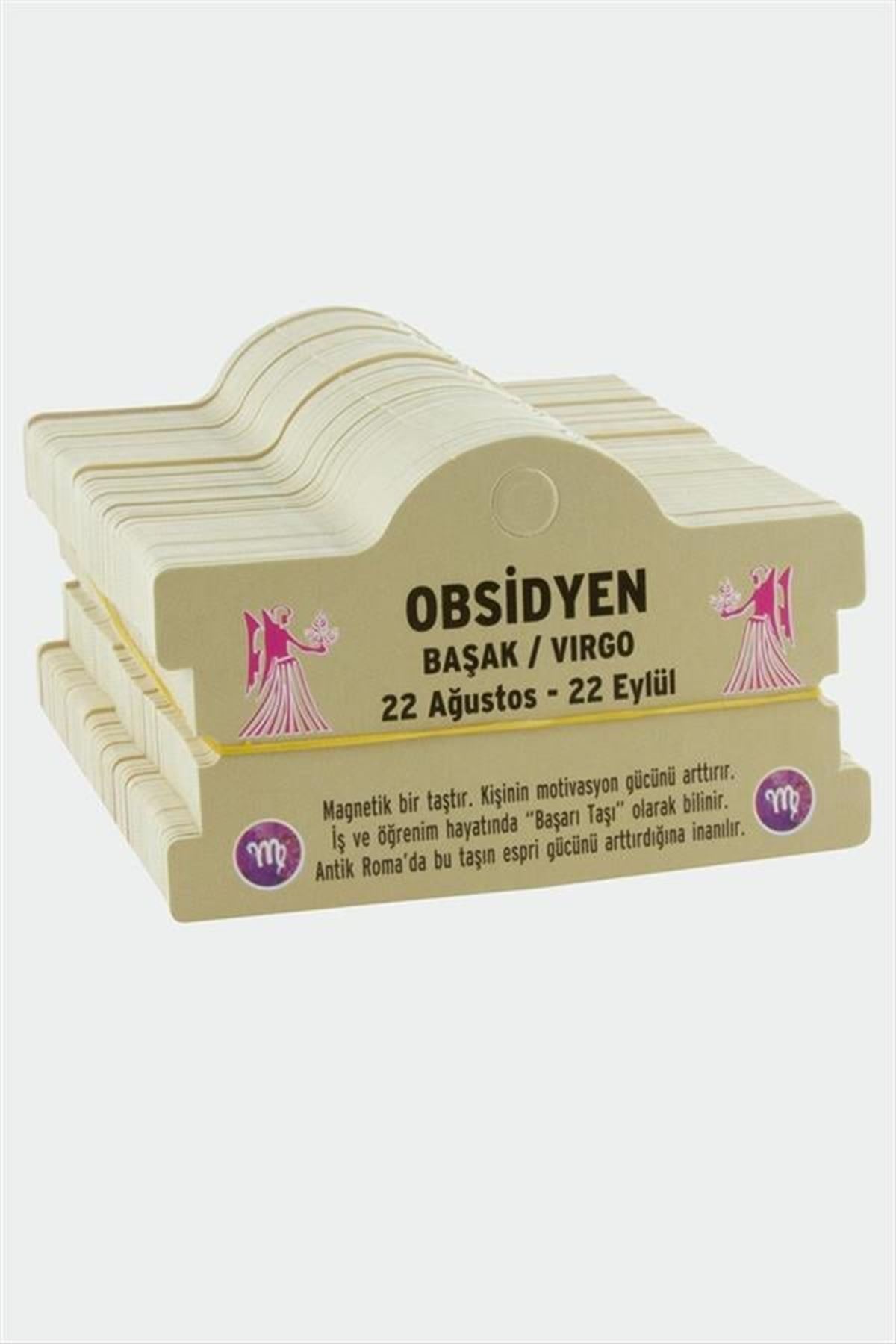 Obsidyen & Başak Burç Bileklik Kartı - Kahverengi