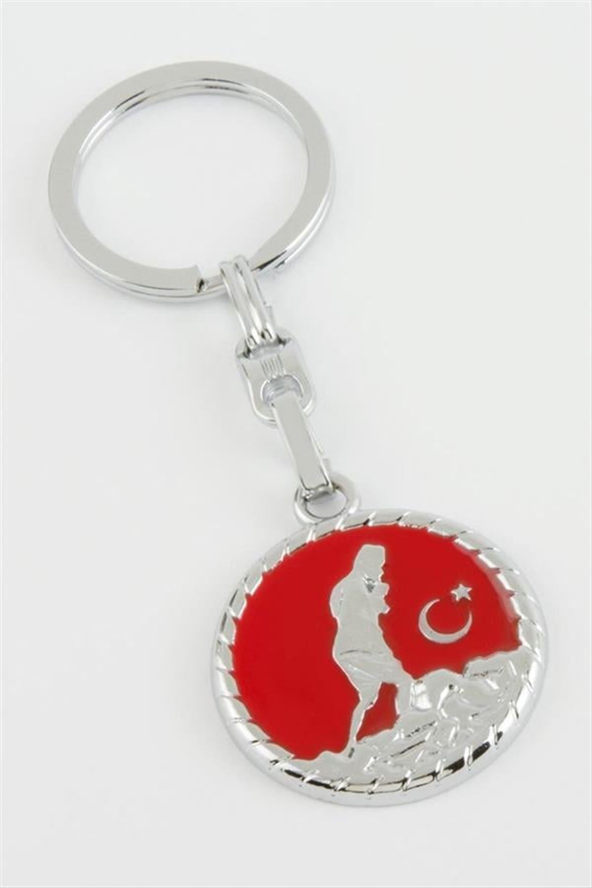 Atatürk Metal Anahtarlık - Gümüş Rengi