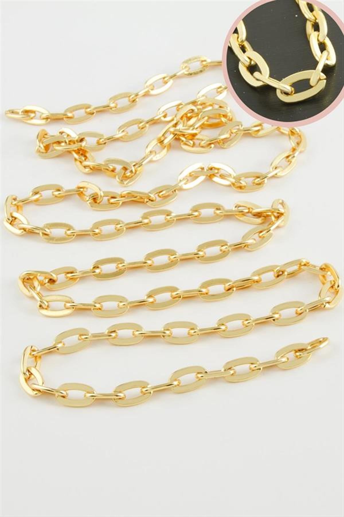 6 mm Oval Zincir 1 metre - Sarı