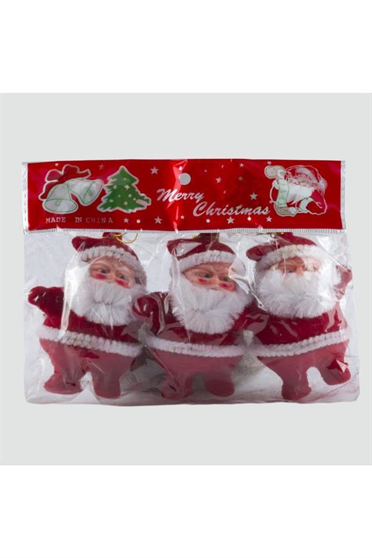 3'lü Noel Baba Yılbaşı Ağaç Süsü - Kırmızı