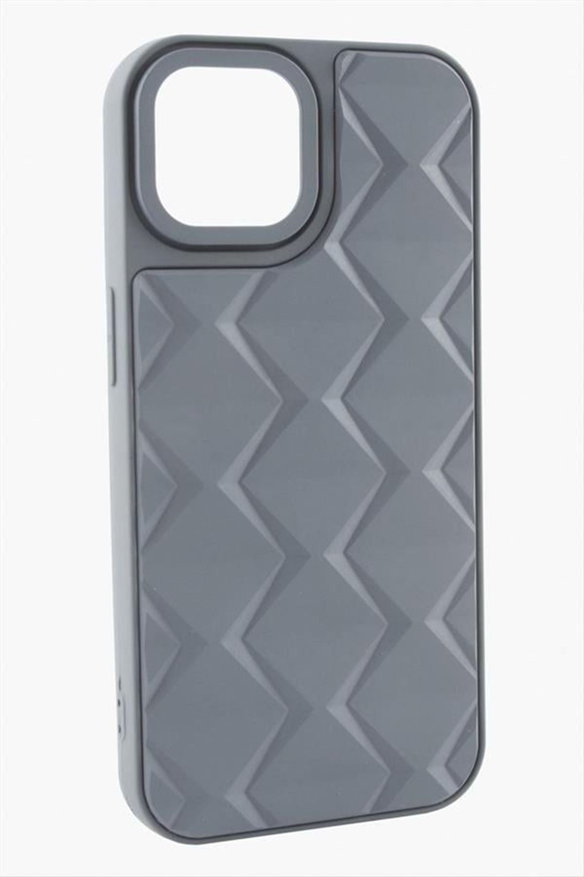 iPhone 14 Pro Prizma Desenli Lüx Liza Kılıf - Gri