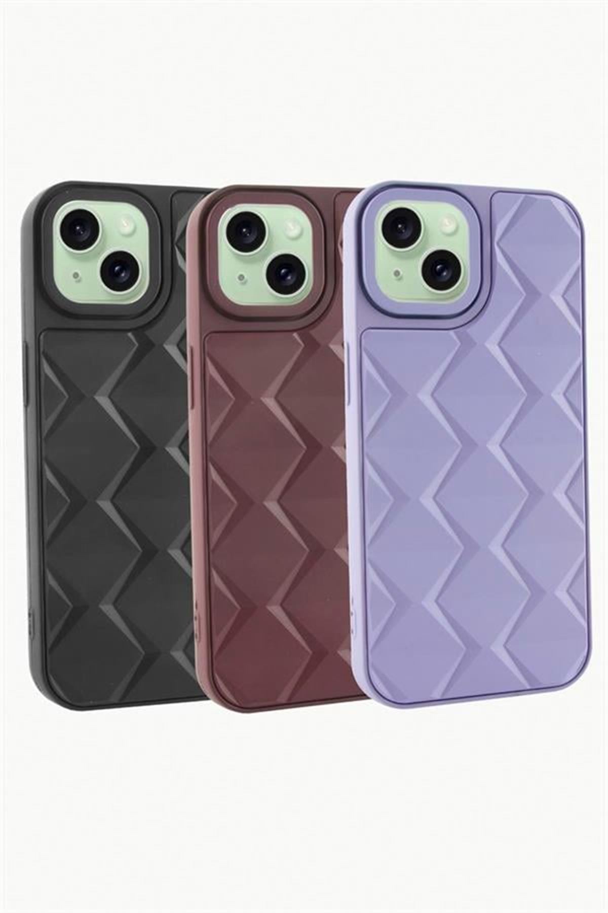 iPhone 15 Prizma Desenli Lüx Liza Kılıf - Bordo